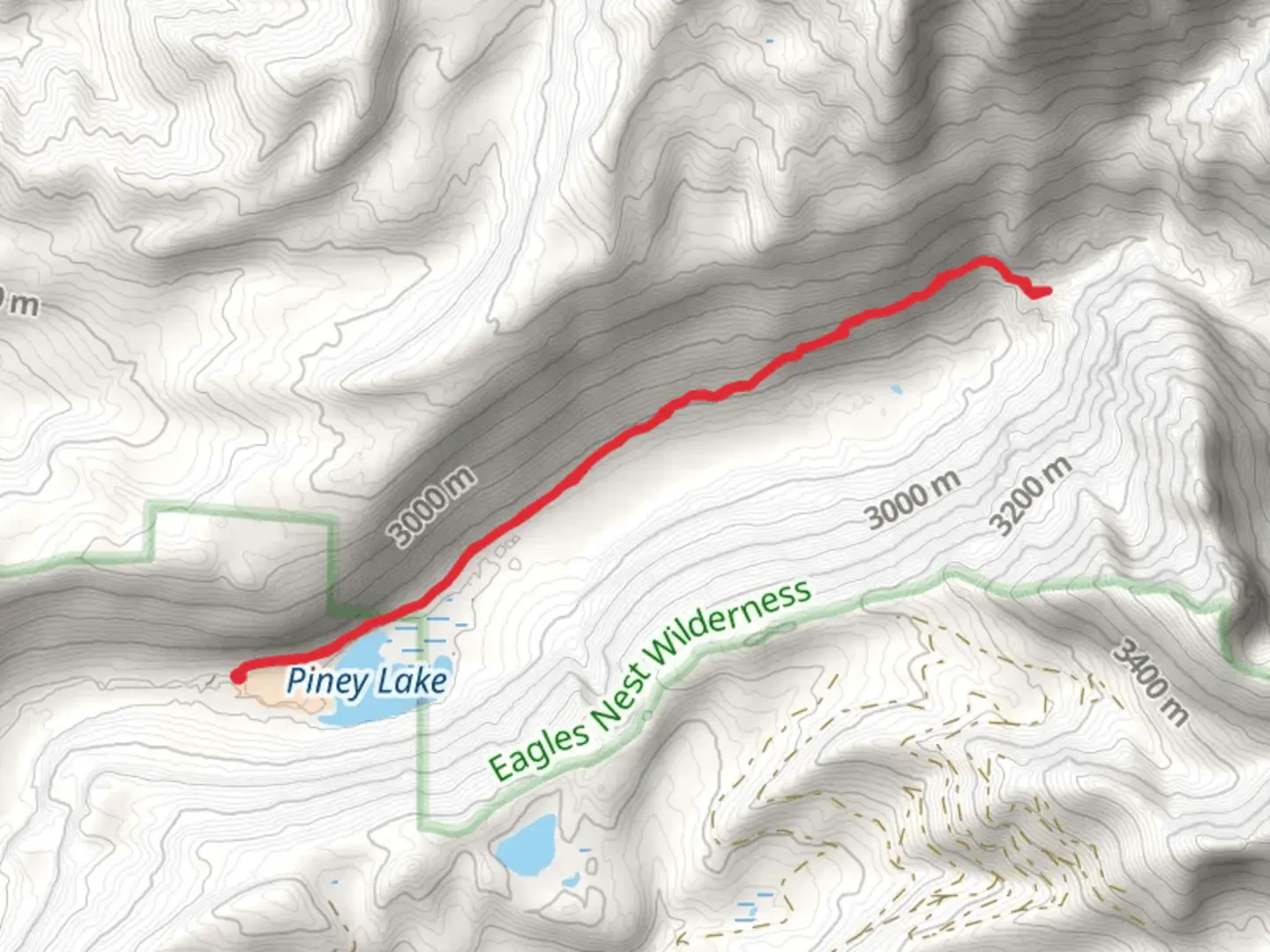 An image depicting the trail Upper Piney from Piney Lake and its surrounding area.