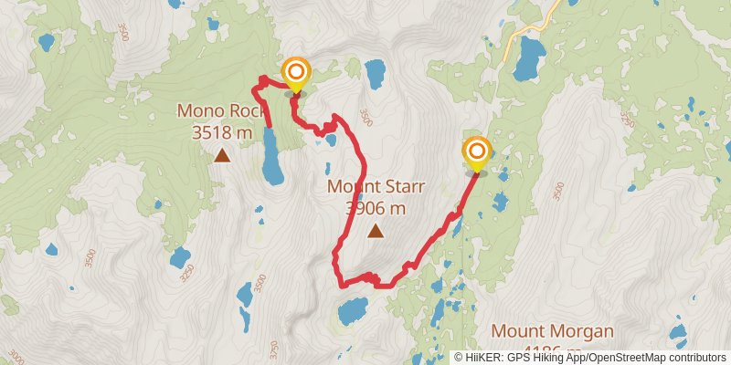 Forth Recess Lake via Mono Pass Trail stage 2 Map