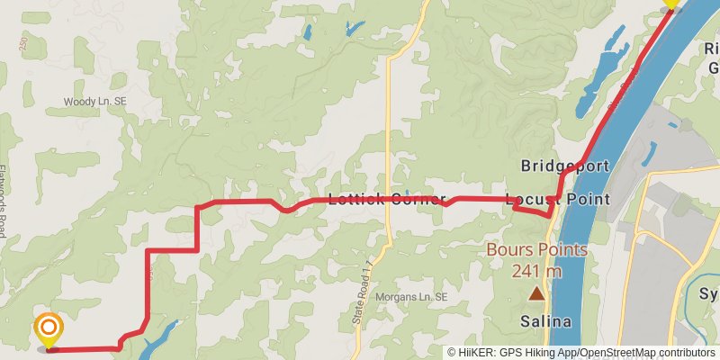 American Discovery Trail South Route - Indiana stage 13 Map