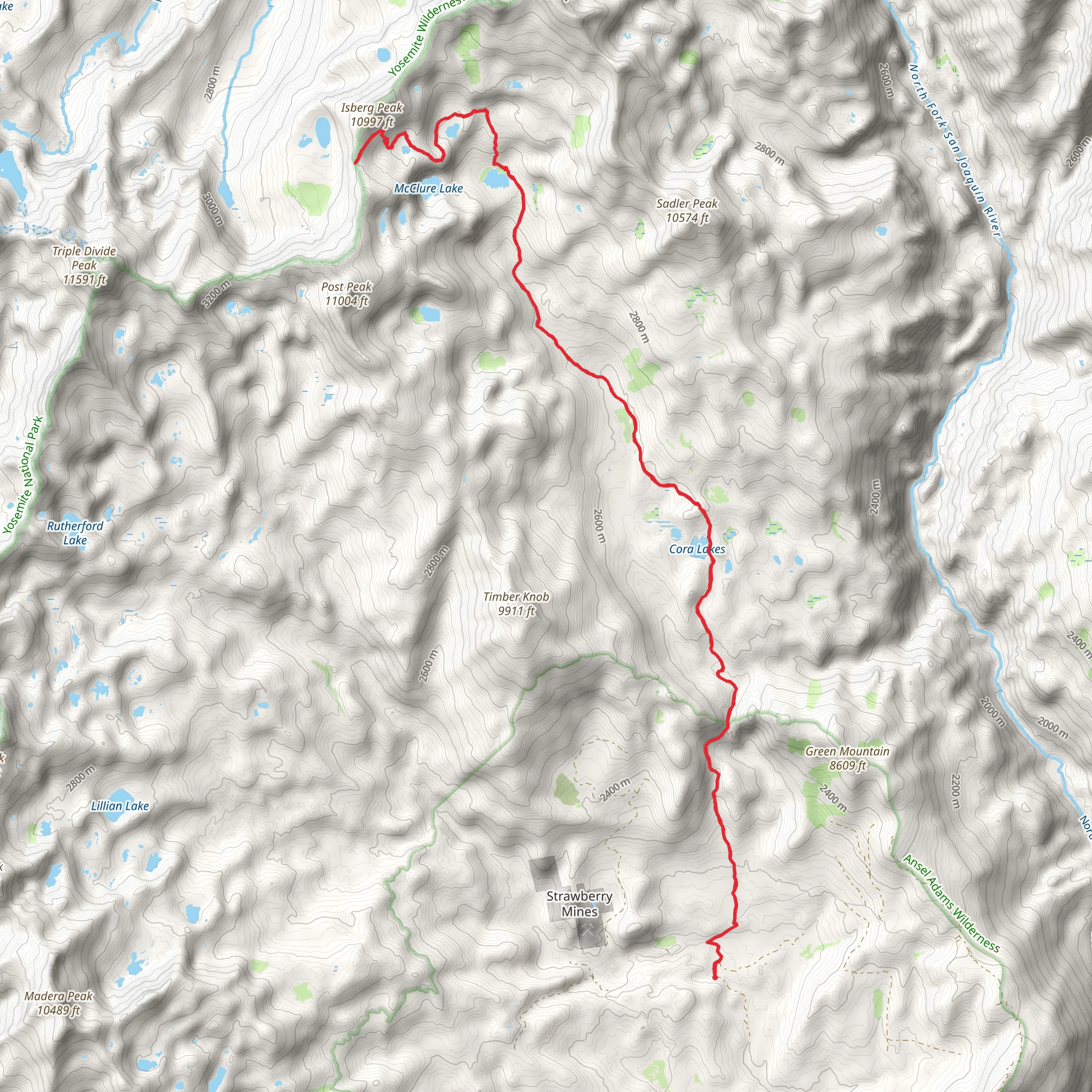 Isberg Trail via Isberg Lakes mobile static map