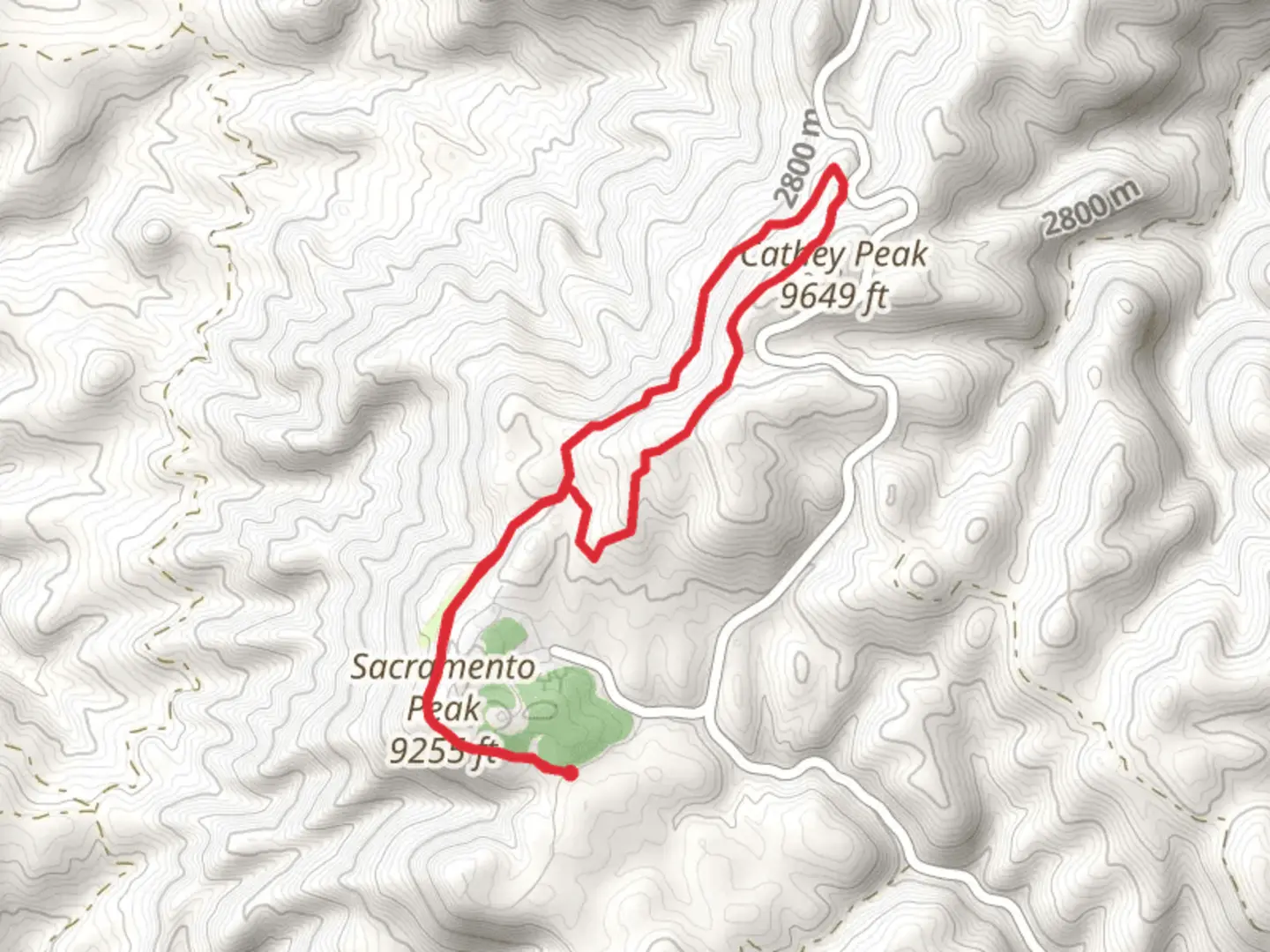 An image depicting the trail Cathey Canyon, Rim and Sunspot Loop Trail and its surrounding area.