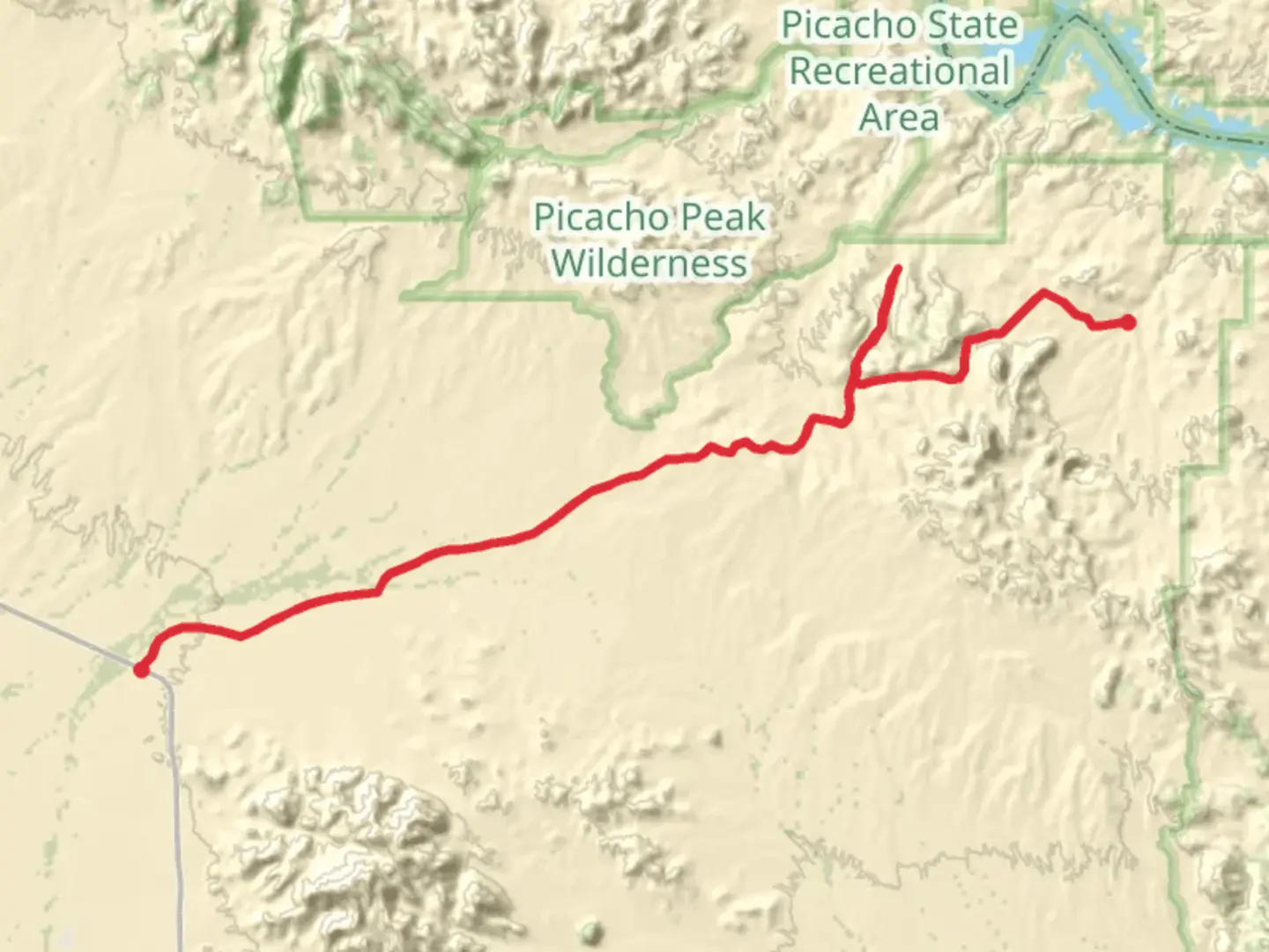 An image depicting the trail Hyduke Road and Bear Canyon and its surrounding area.