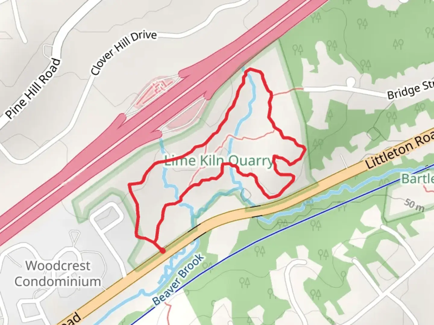 An image depicting the trail Littleton Road North Loop and its surrounding area.