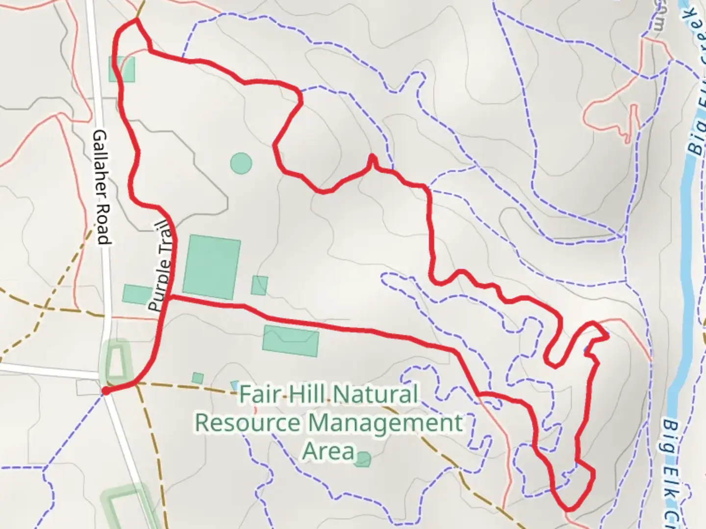 An image depicting the trail Purple Loop Trail and its surrounding area.