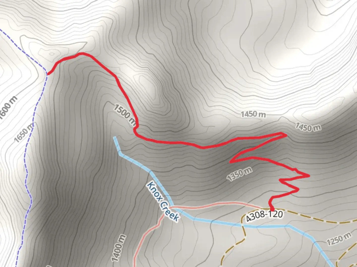 An image depicting the trail Knox Creek Trail and its surrounding area.