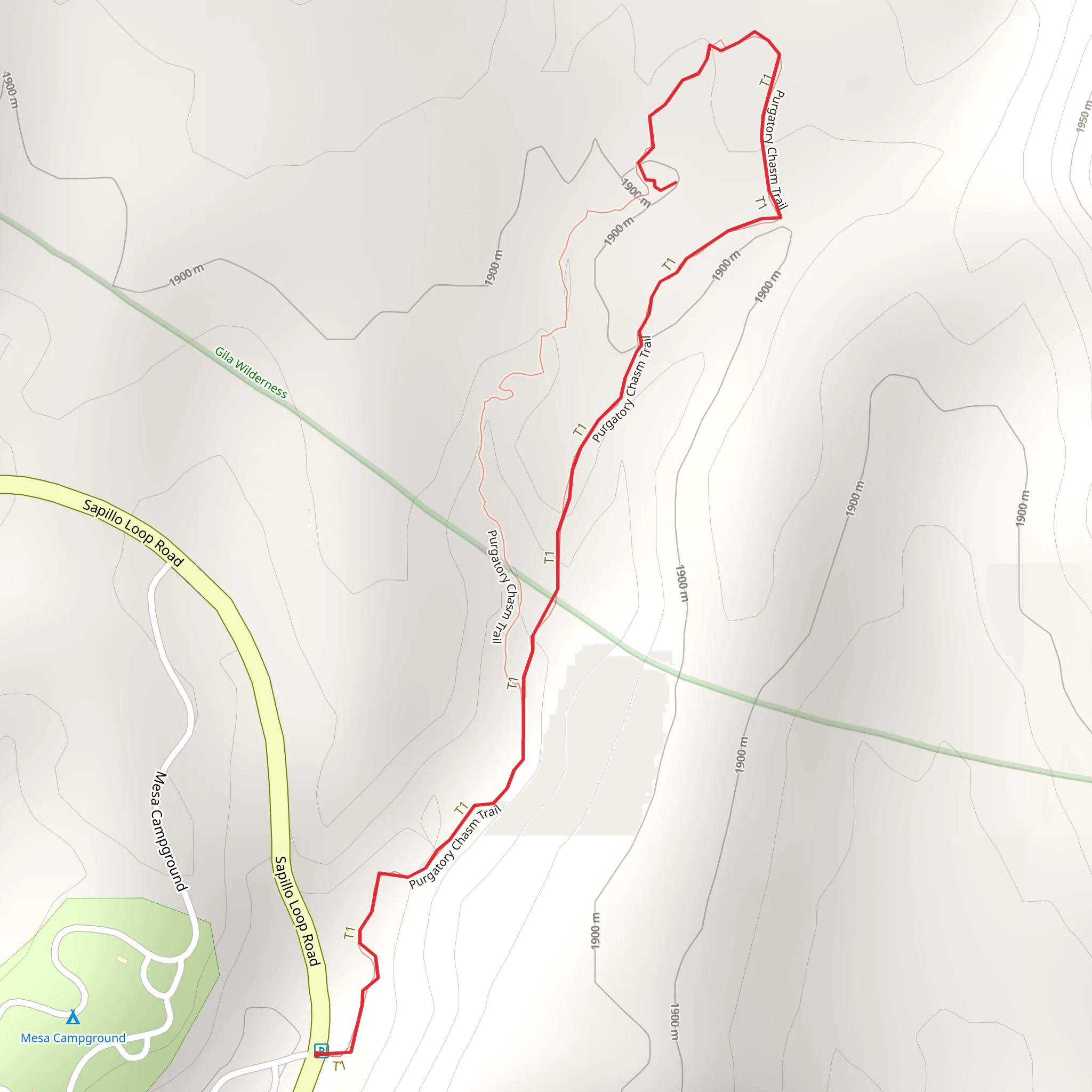Purgatory Chasm Trail mobile static map