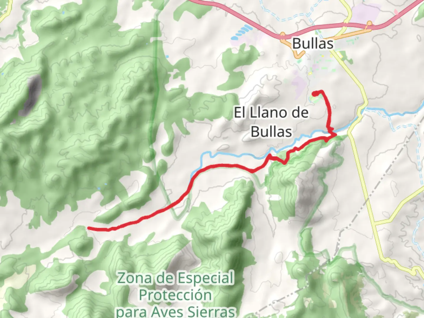 An image depicting the trail Path from Castellar to Venta del Pino PR MU 32 and its surrounding area.