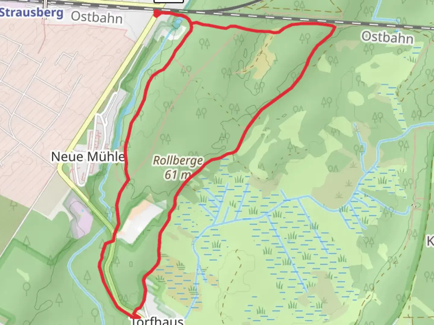 An image depicting the trail Lange Damm Wiesen und Unteres Annatal Loop and its surrounding area.