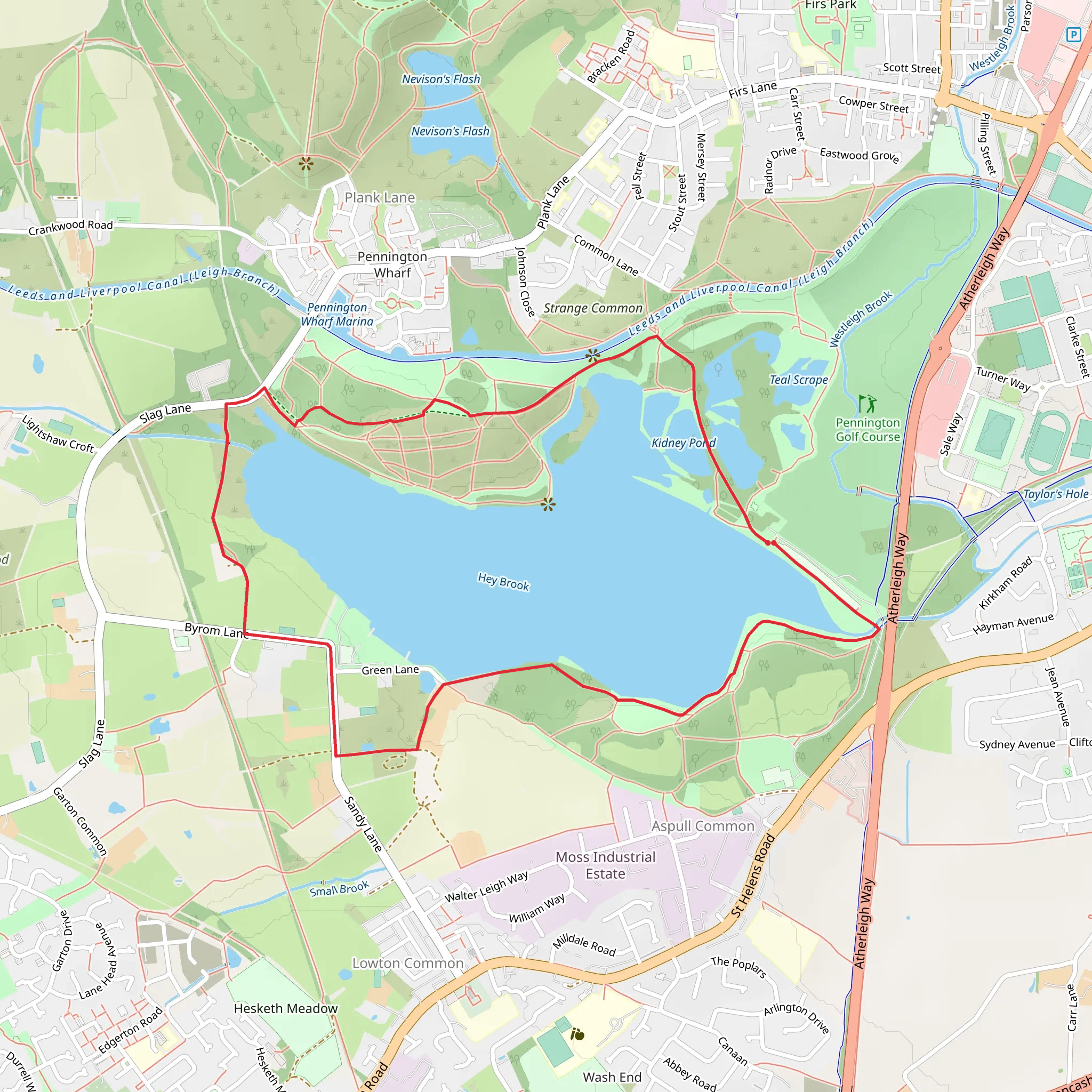 Pennington Flash Country Park Loop mobile static map