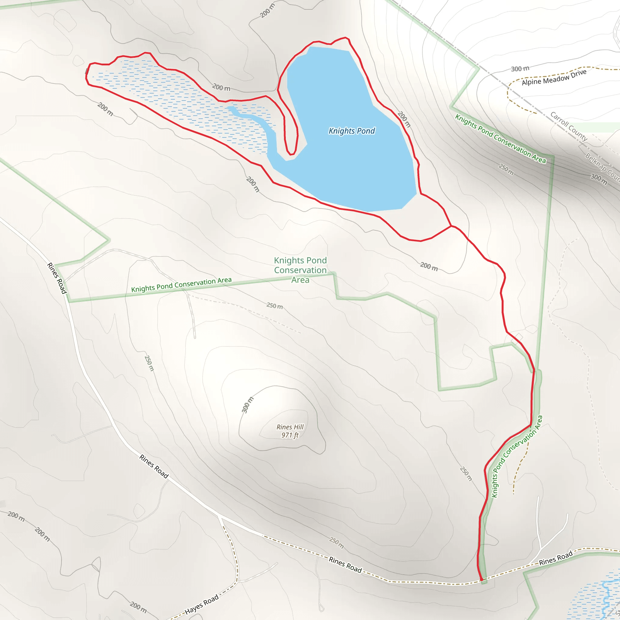 Knights Pond and Knights Pond Conservation Area Loop mobile static map