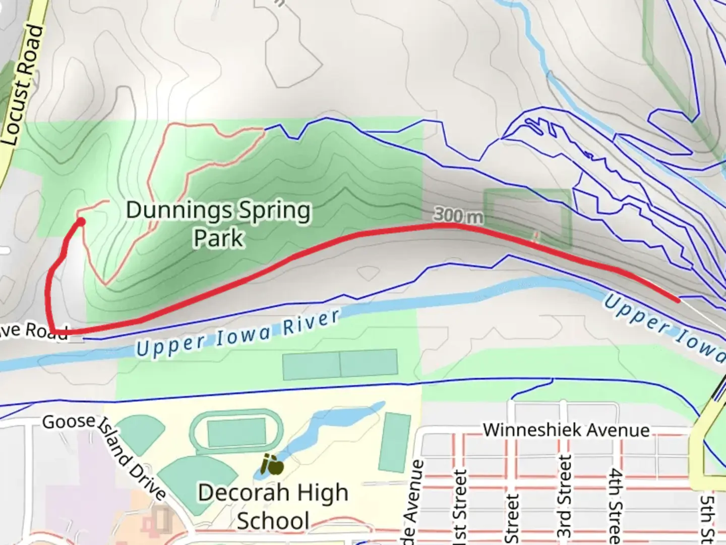 An image depicting the trail Dunnings Spring Park - Ice Cave Road and its surrounding area.