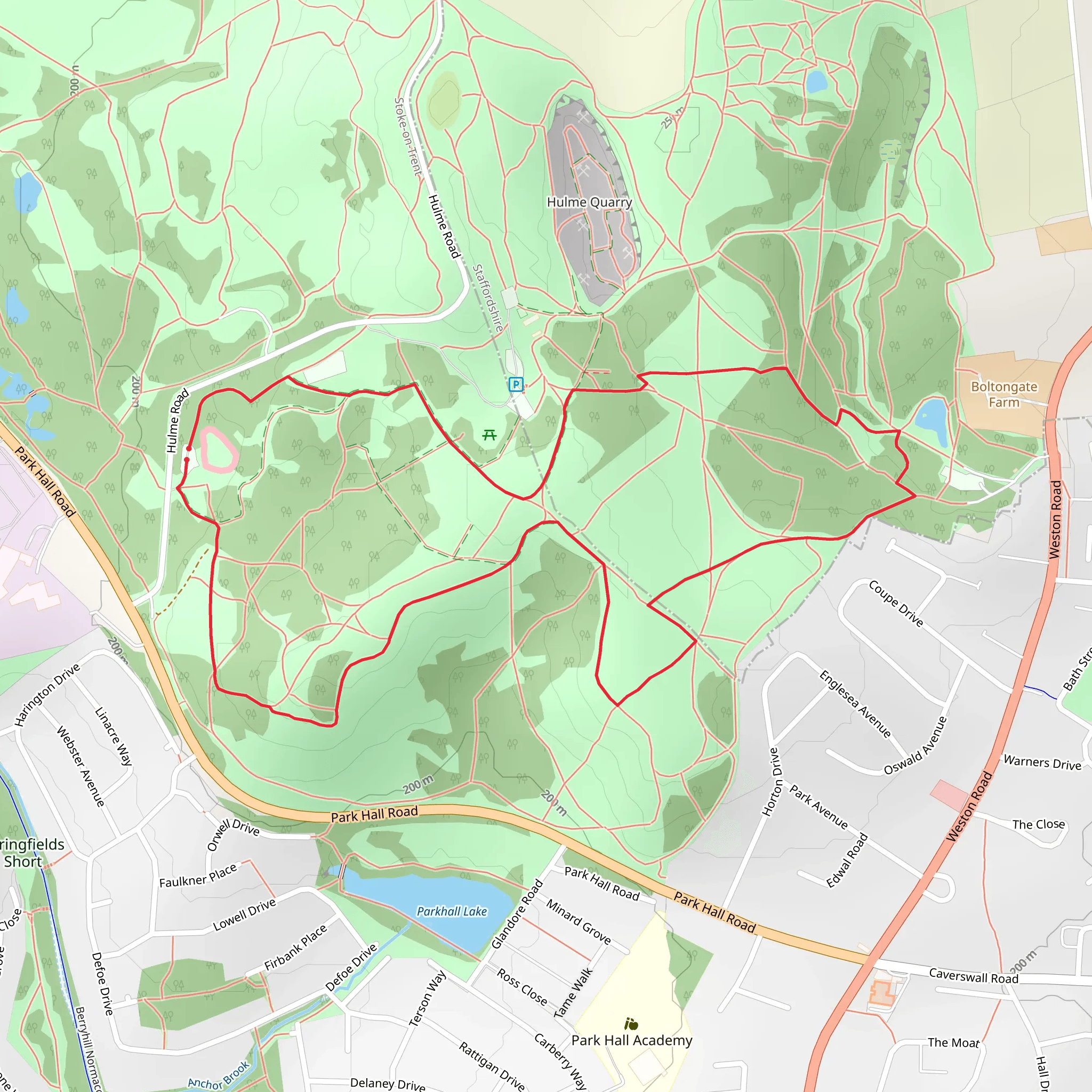 Park Hall Country Park Southern Loop mobile static map