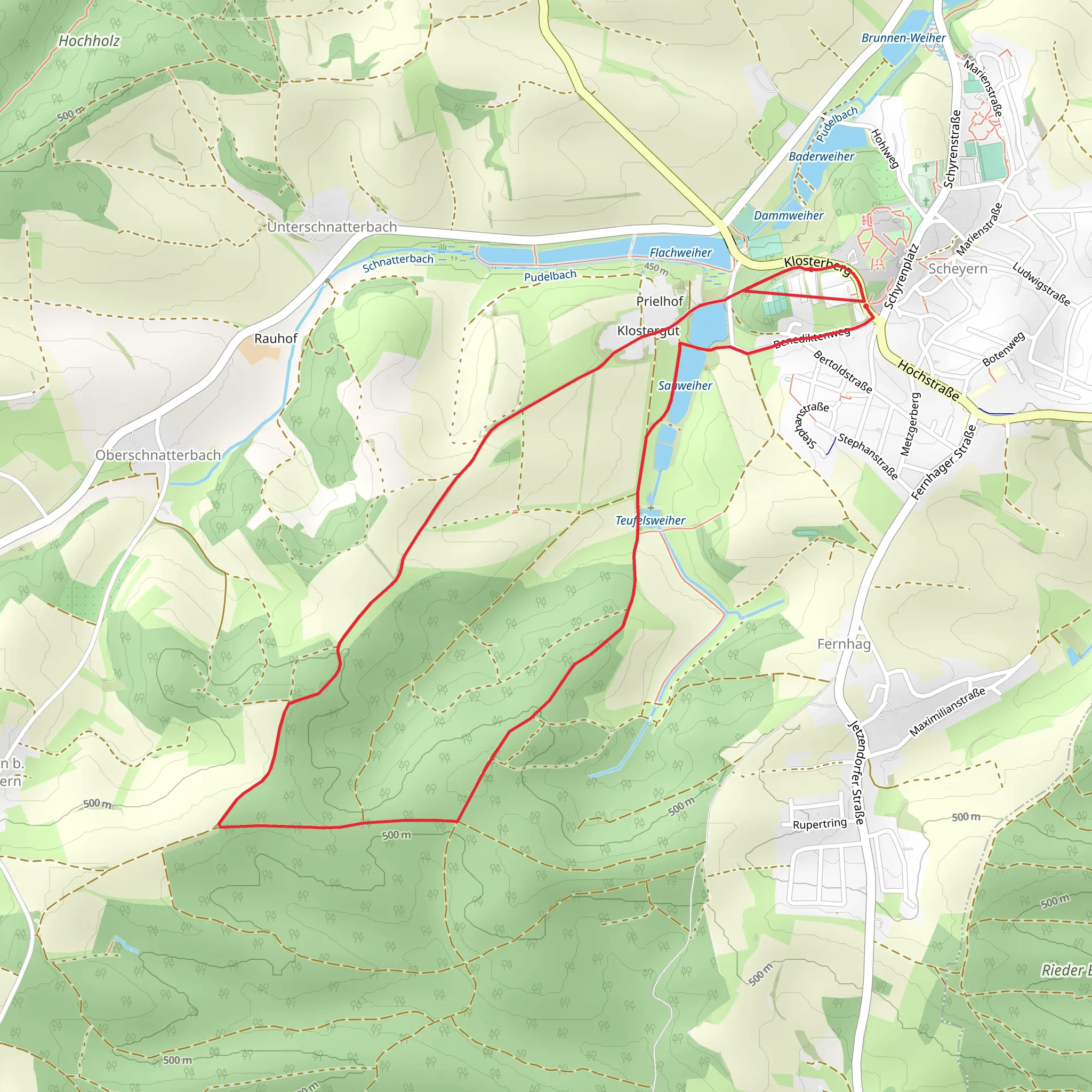 Ledererweiher and Sauweiher via Benediktenweg mobile static map