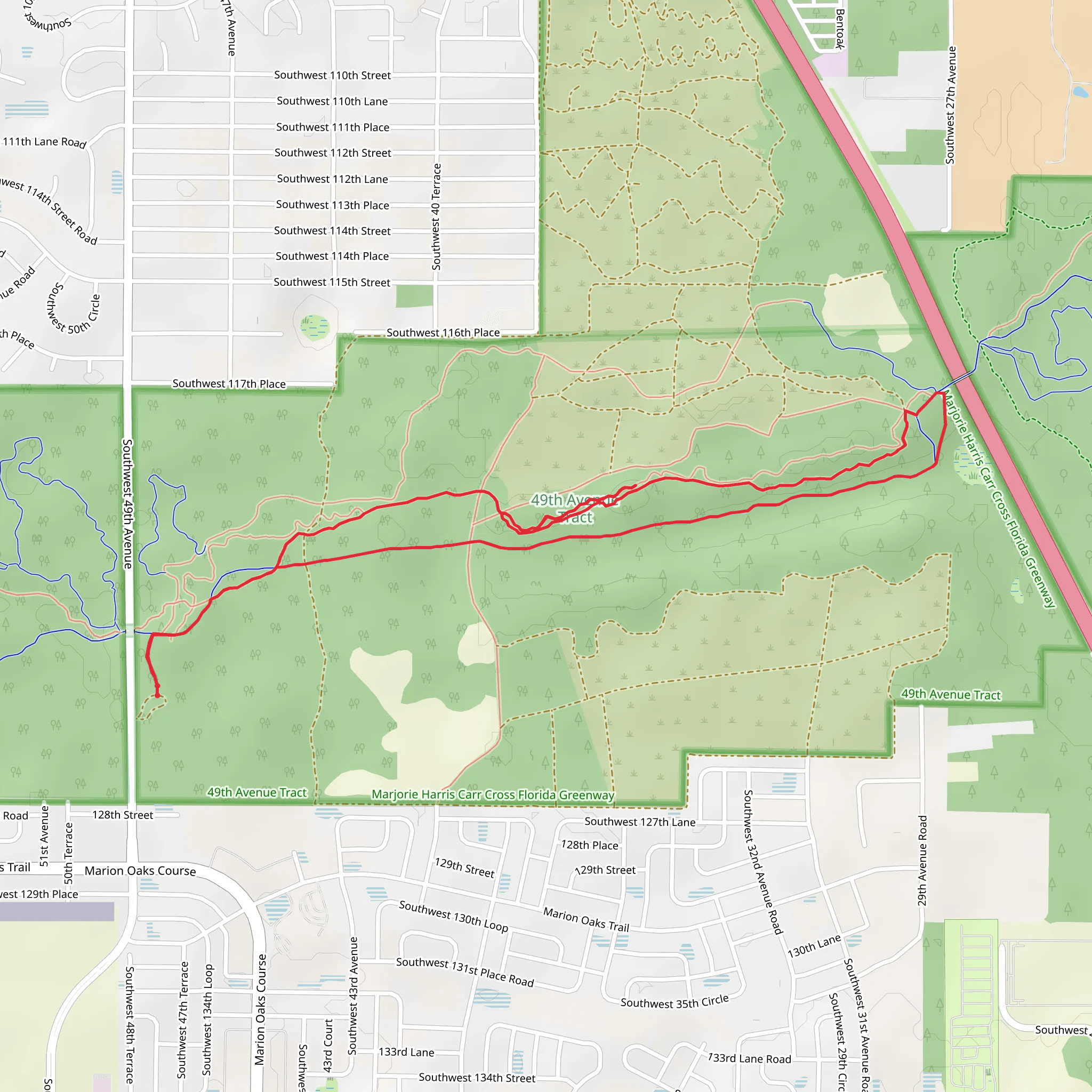 Cross Florida Greenway Land Bridge and New Years Loop mobile static map