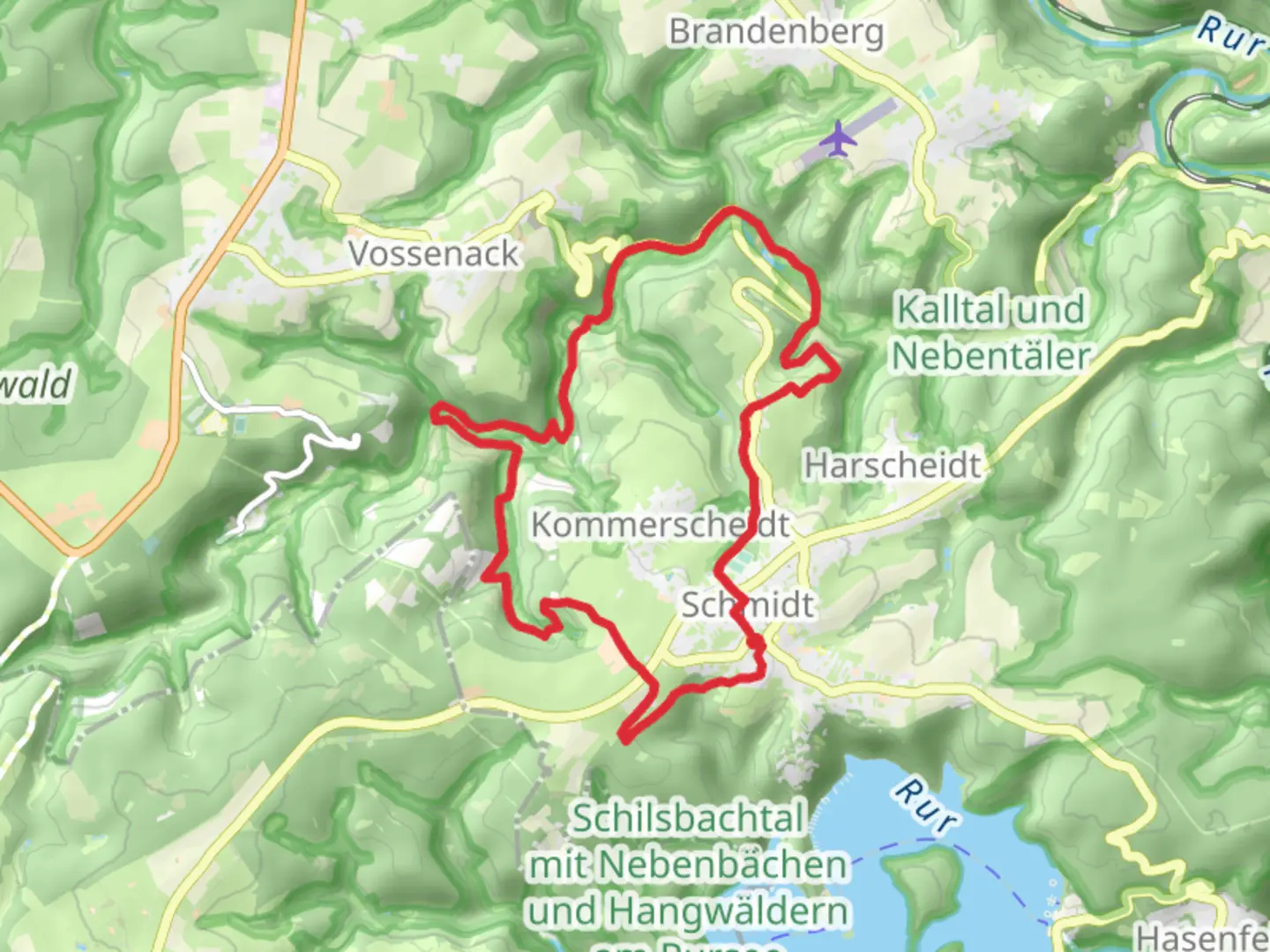 An image depicting the trail Scheidt and Kalltal und Nebentaler Loop and its surrounding area.