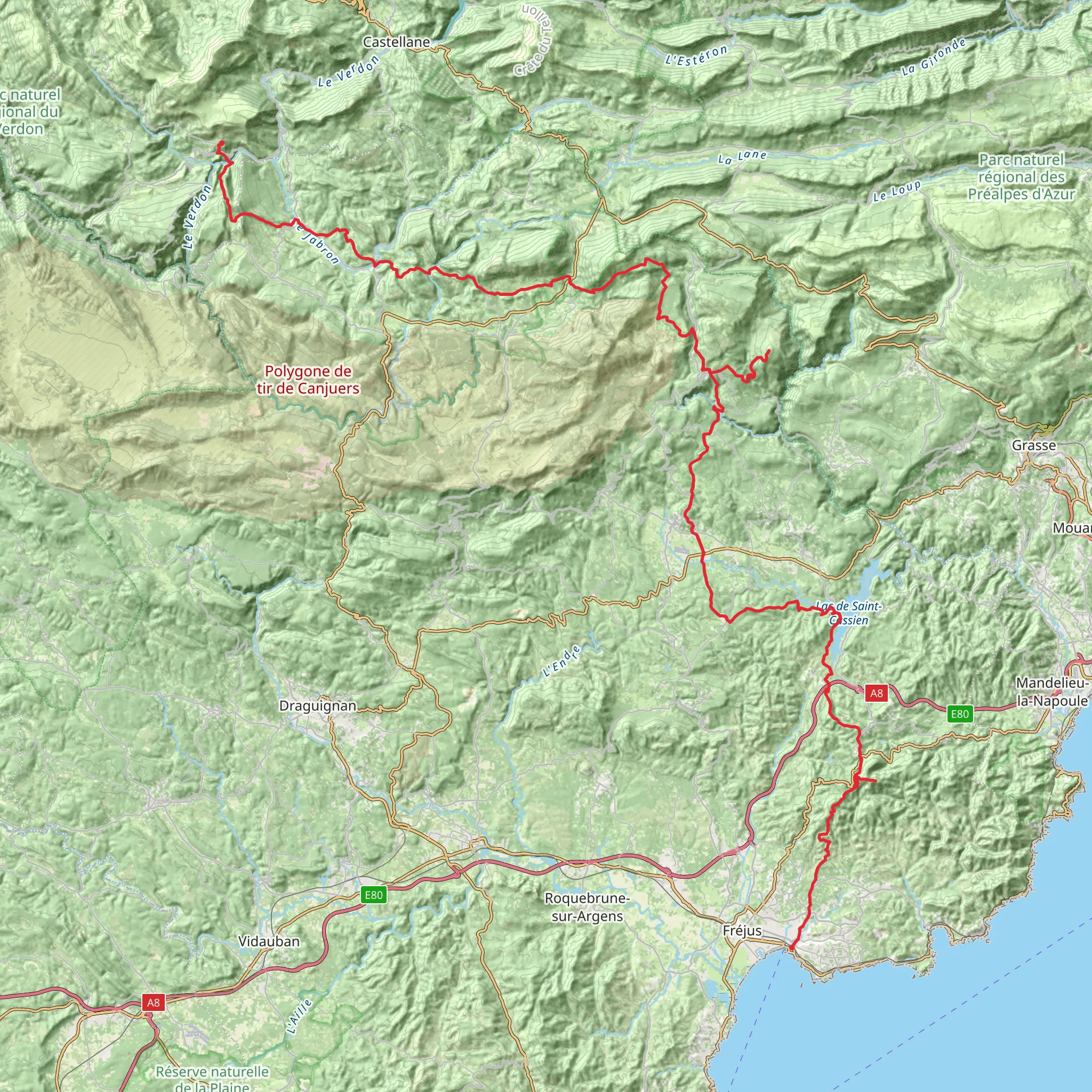 De Saint-Raphaël à Rougon mobile static map