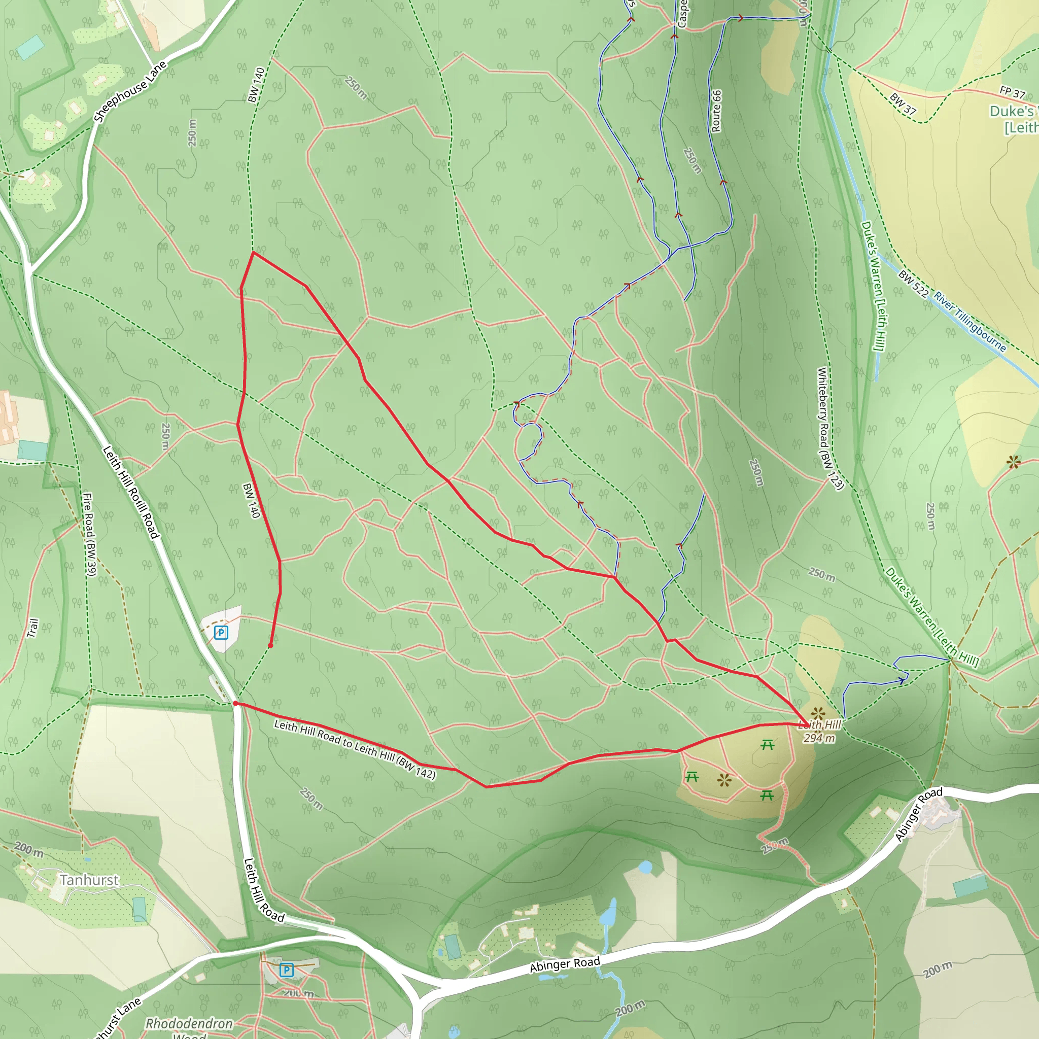 Leith Hill circular mobile static map