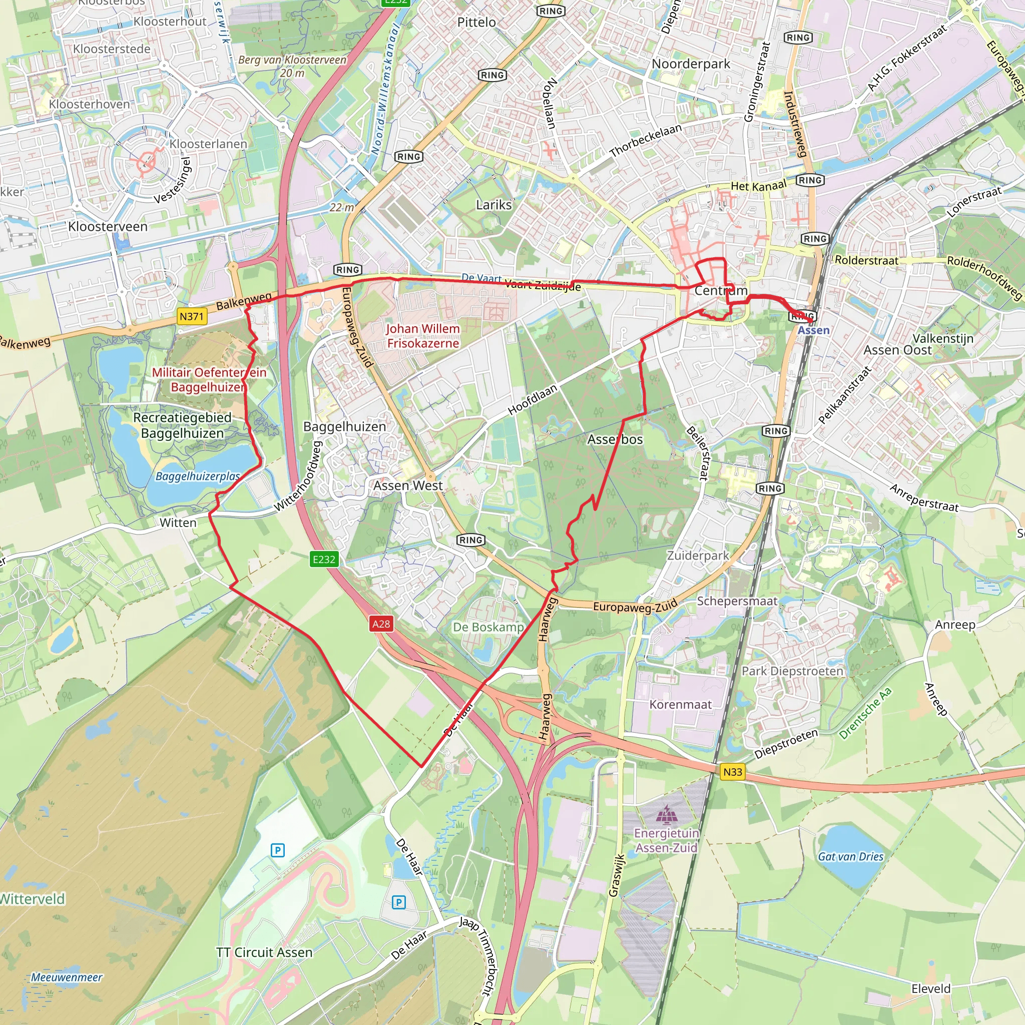 Baggelhuizerplas via De Haar and Balken Weg mobile static map