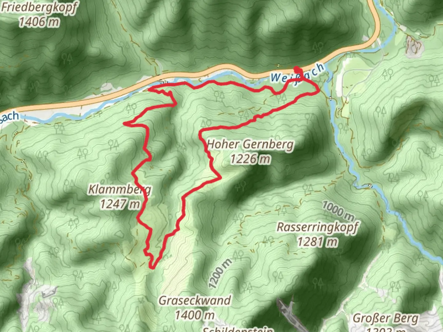 An image depicting the trail AV Weg Loop and its surrounding area.