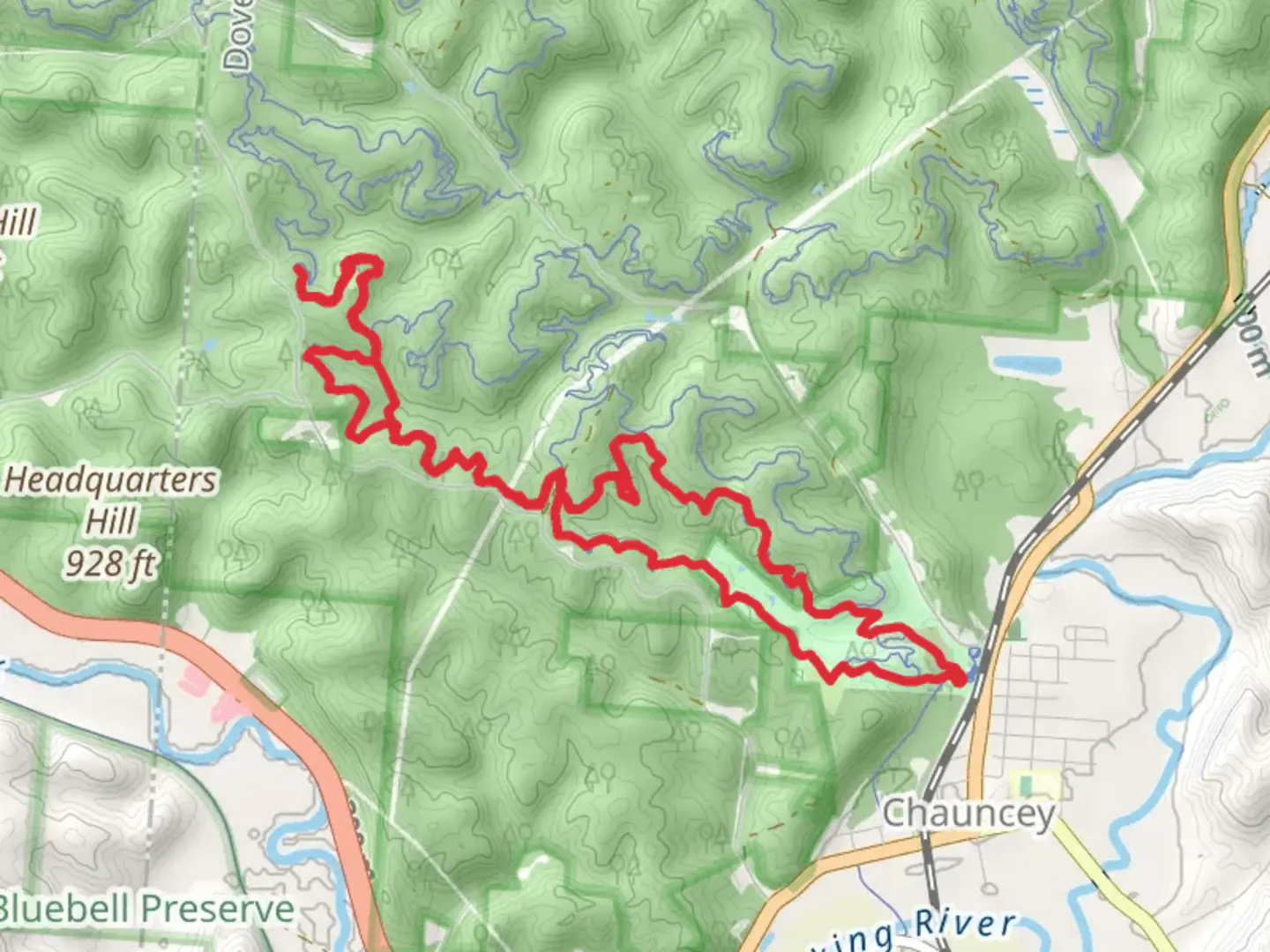 An image depicting the trail Coal Train Loop to Tipple Top Trail and its surrounding area.