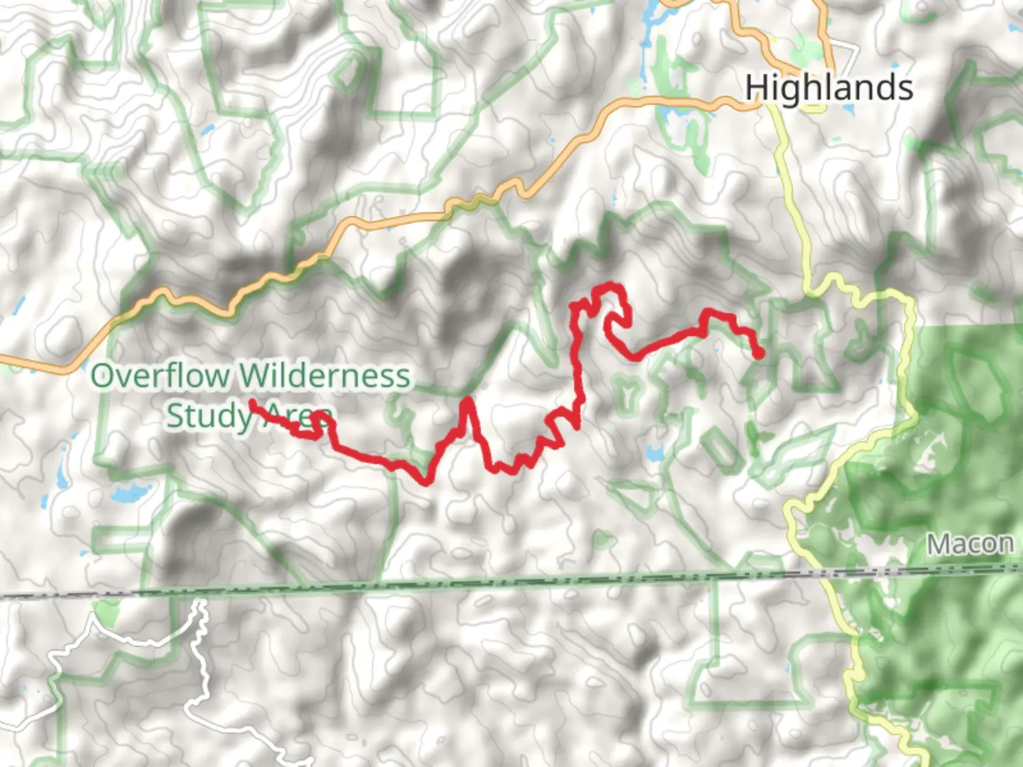 An image depicting the trail Little Yellow Mountain Road and its surrounding area.