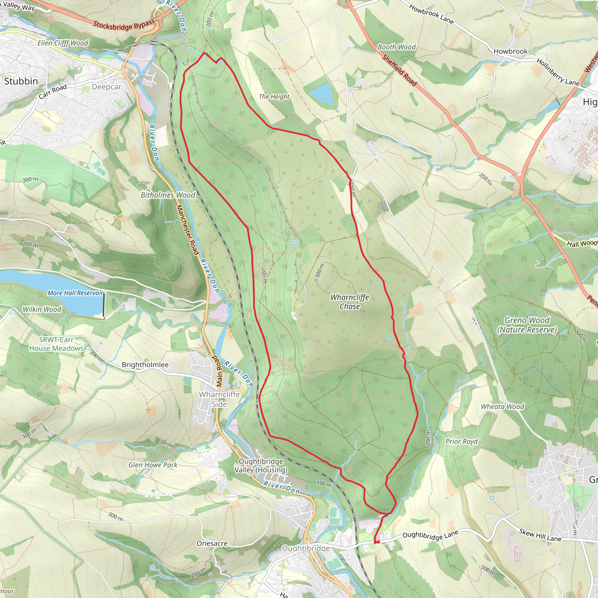 Wharncliffe Woods and Wharncliffe Chase Loop mobile static map