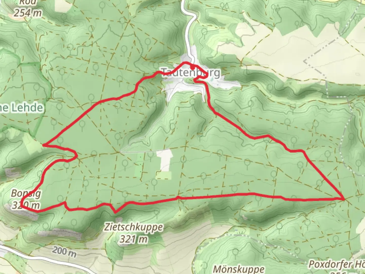 An image depicting the trail SaaleHorizontale and Tautenburger Planetenpfad and its surrounding area.