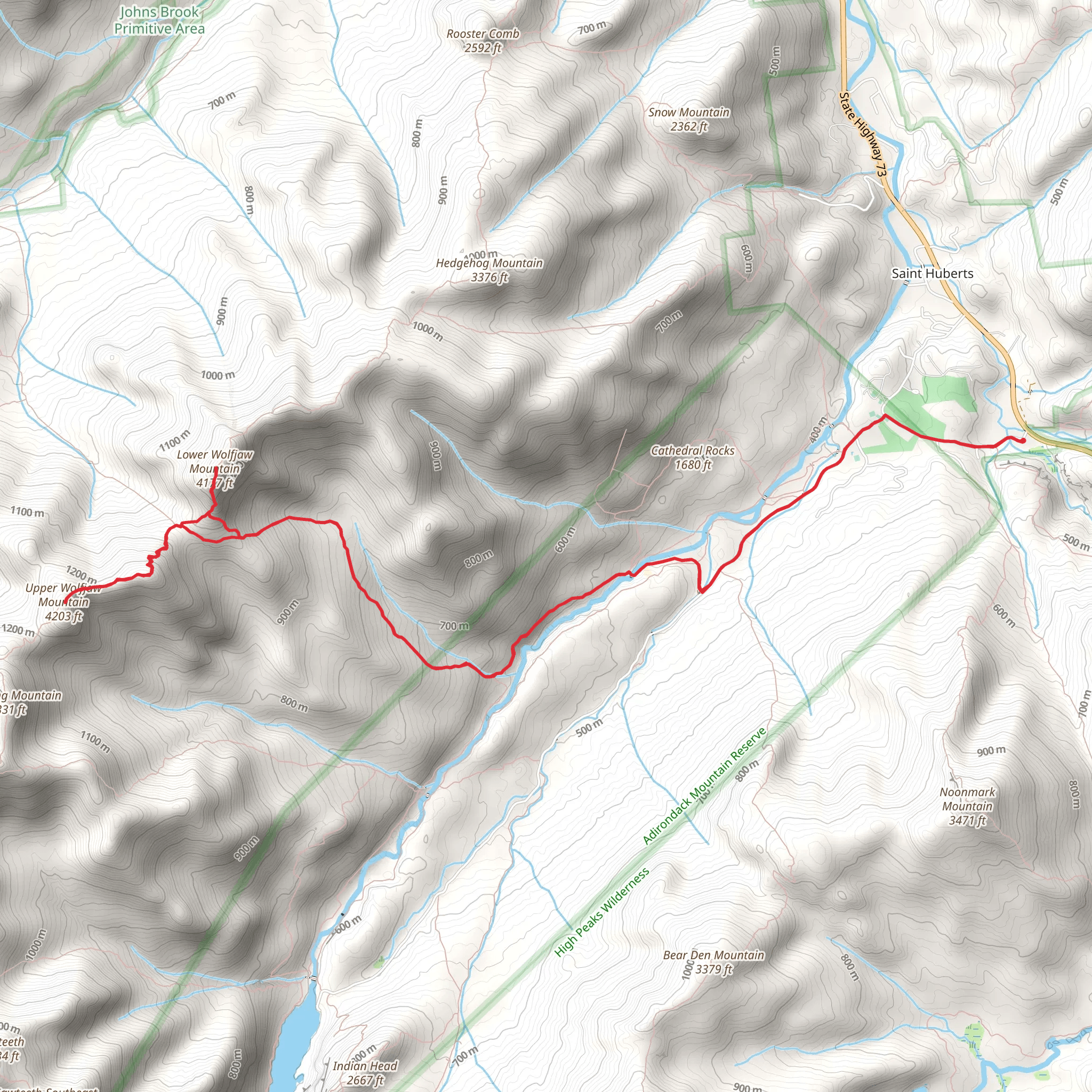 Lower Wolfjaw Mountain and Upper Wolfjaw Mountain via East River Trail mobile static map
