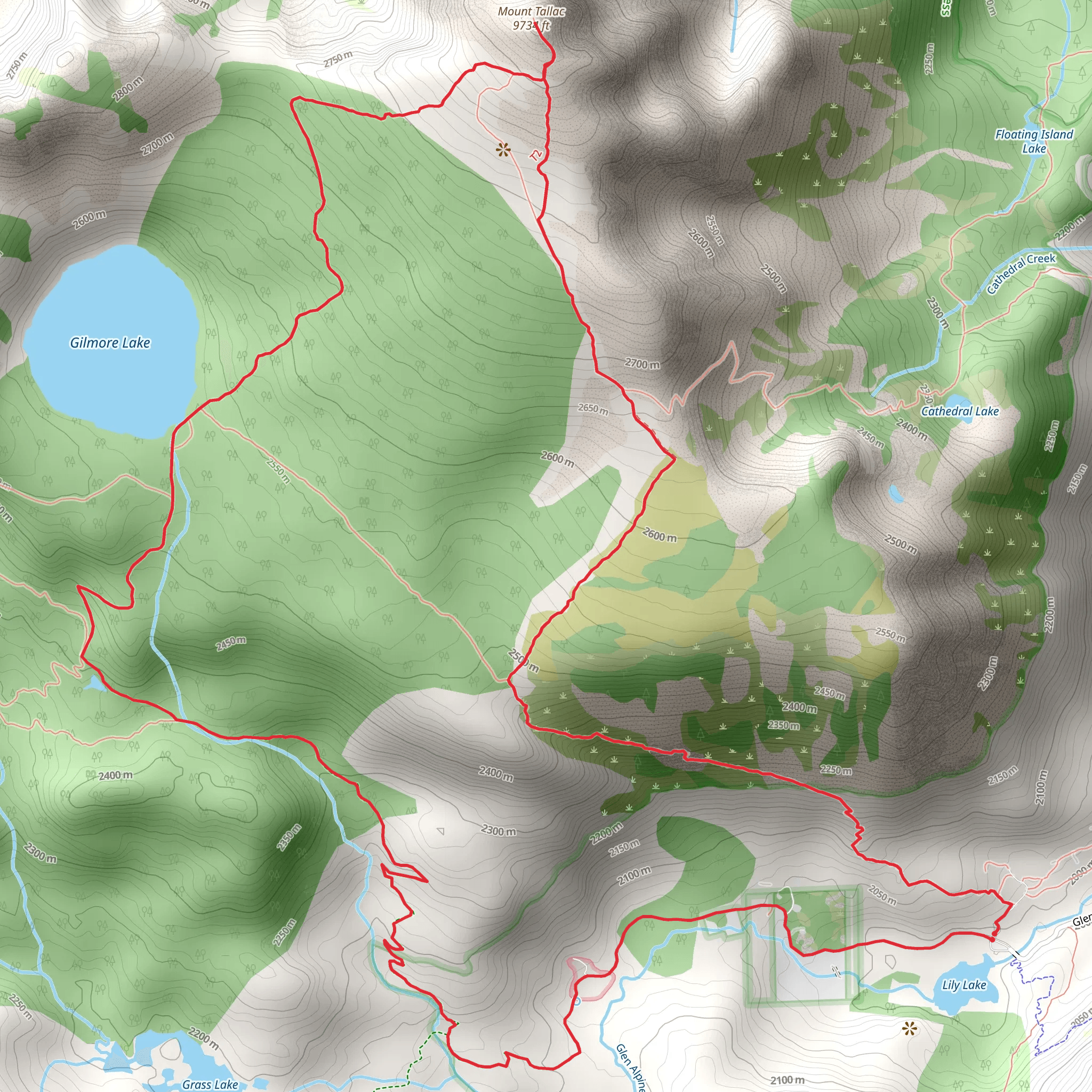 Glen Alpine, Gilmore Lake and Mount Tallac Loop Trail mobile static map