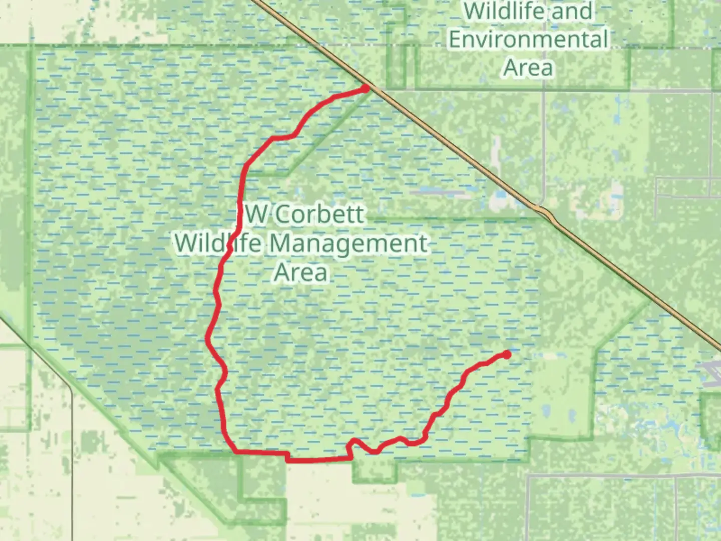 An image depicting the trail Stumpers Grade Road and its surrounding area.