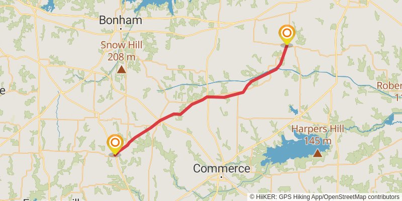Northeast Texas Trail stage 2 Map