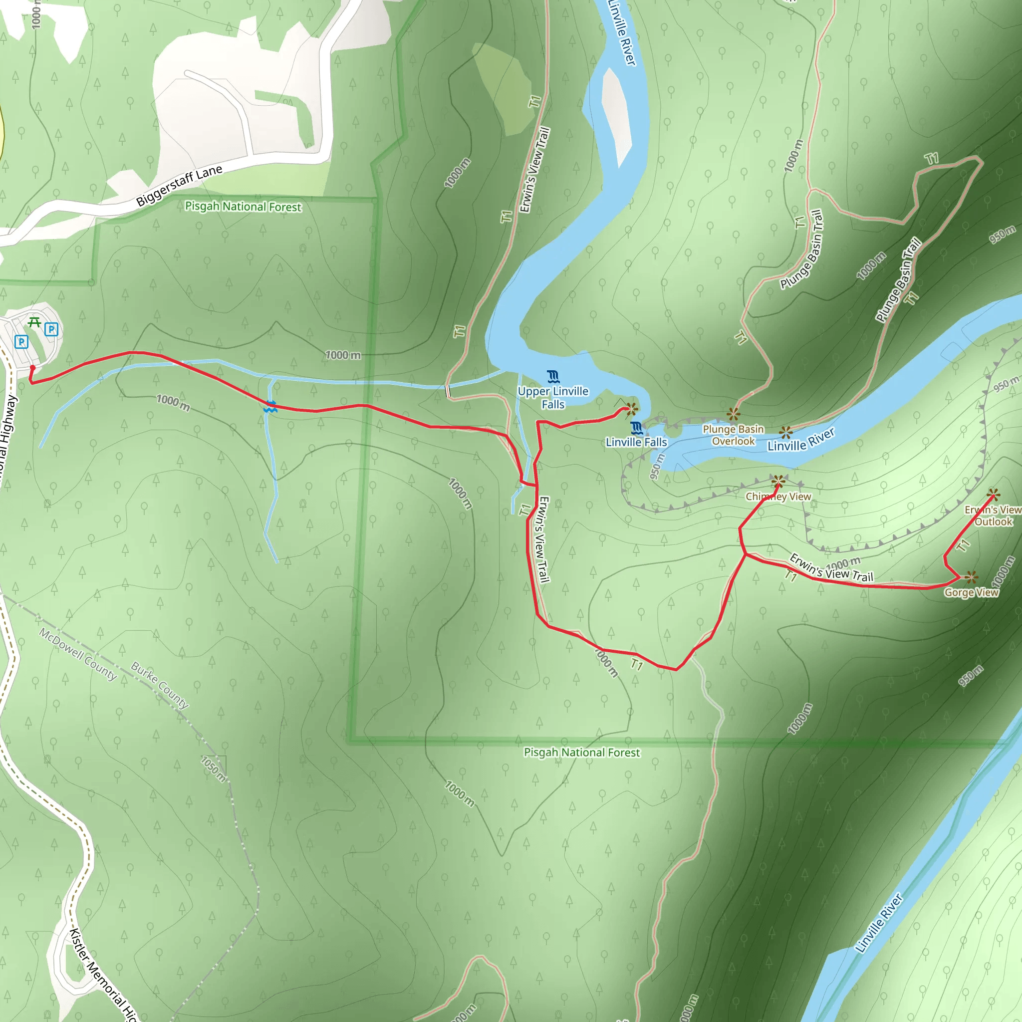 Linville River - Erwin's View Trail mobile static map