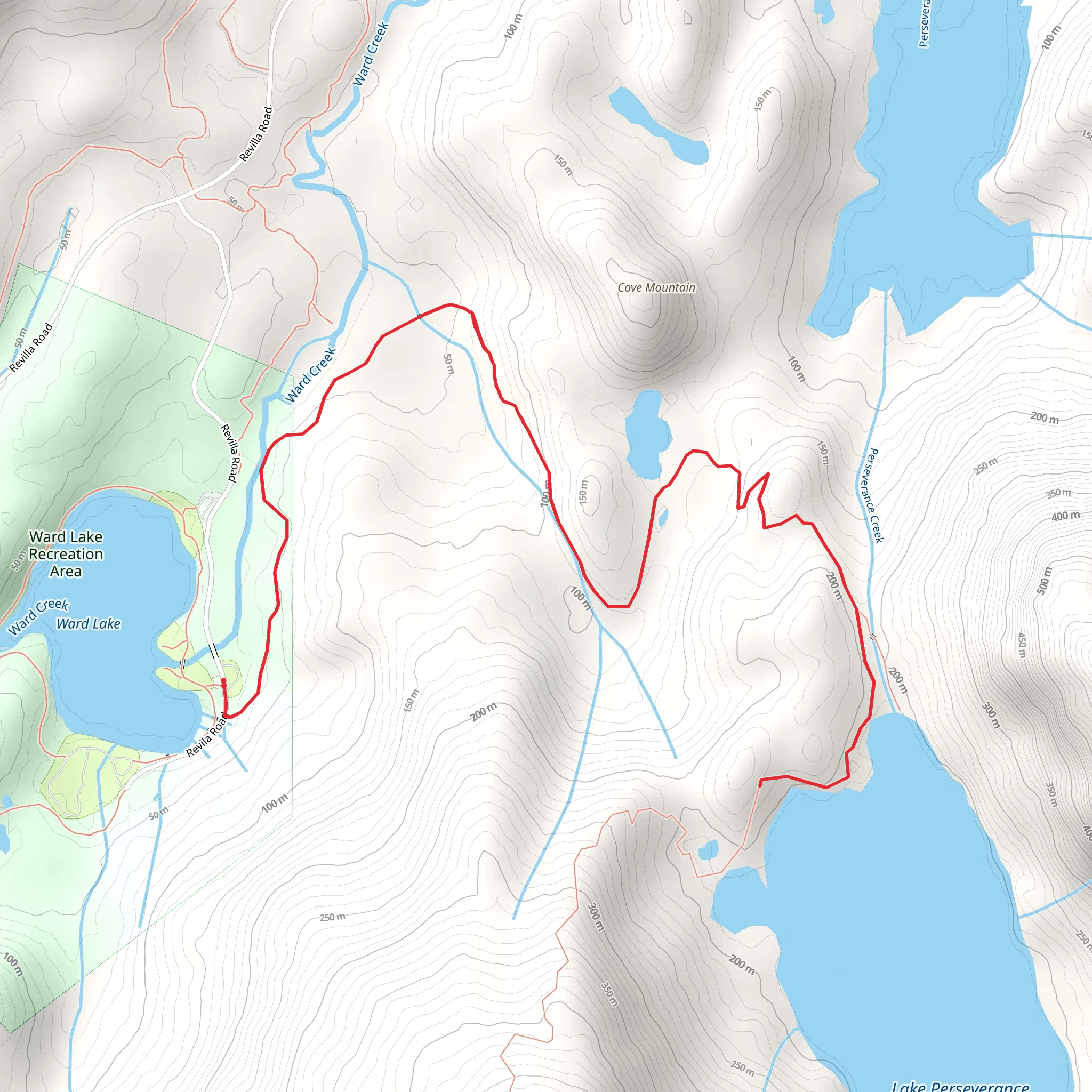 Ward Lake to Perseverance Lake mobile static map
