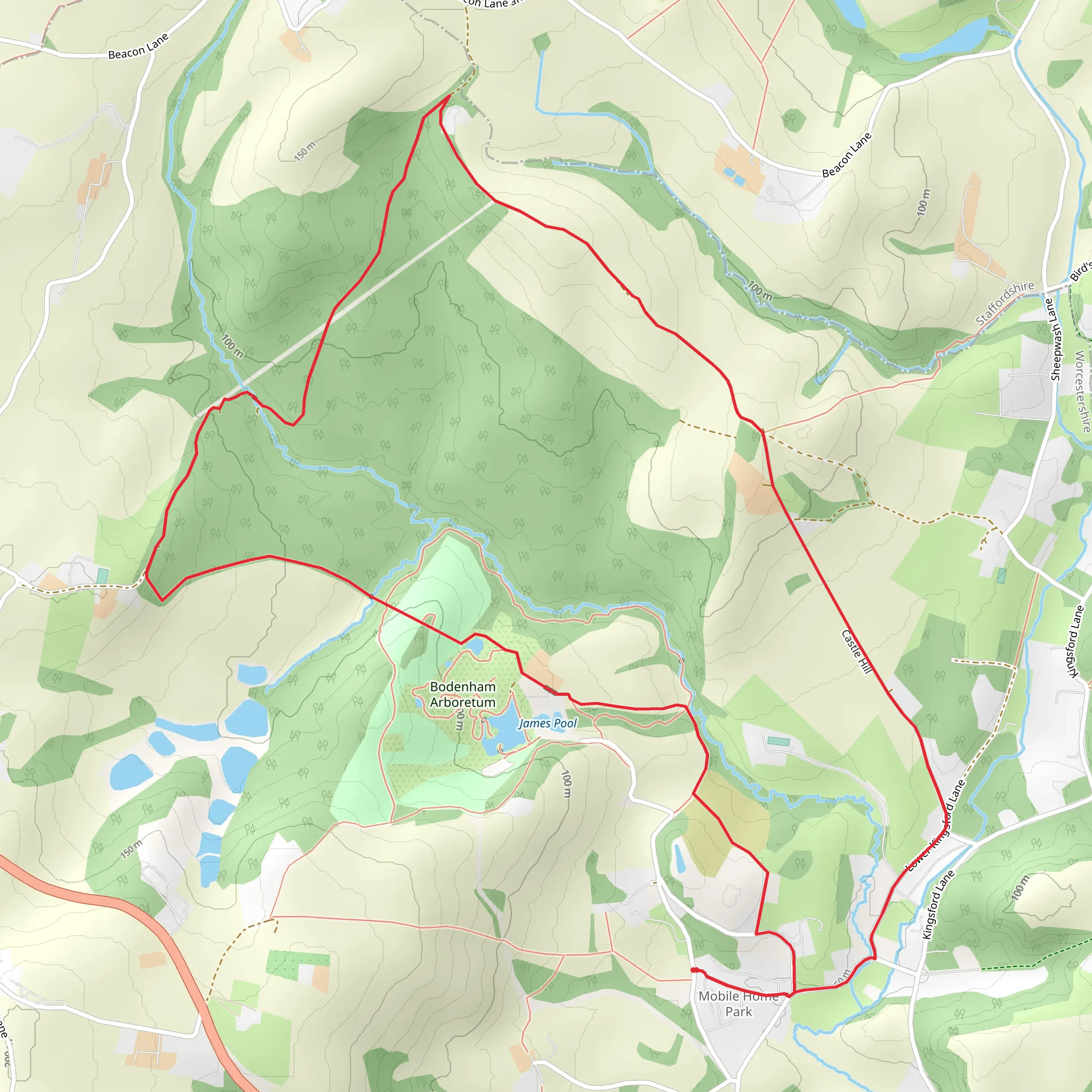 Bodenham - Shatterford Wood and Castle Hill mobile static map