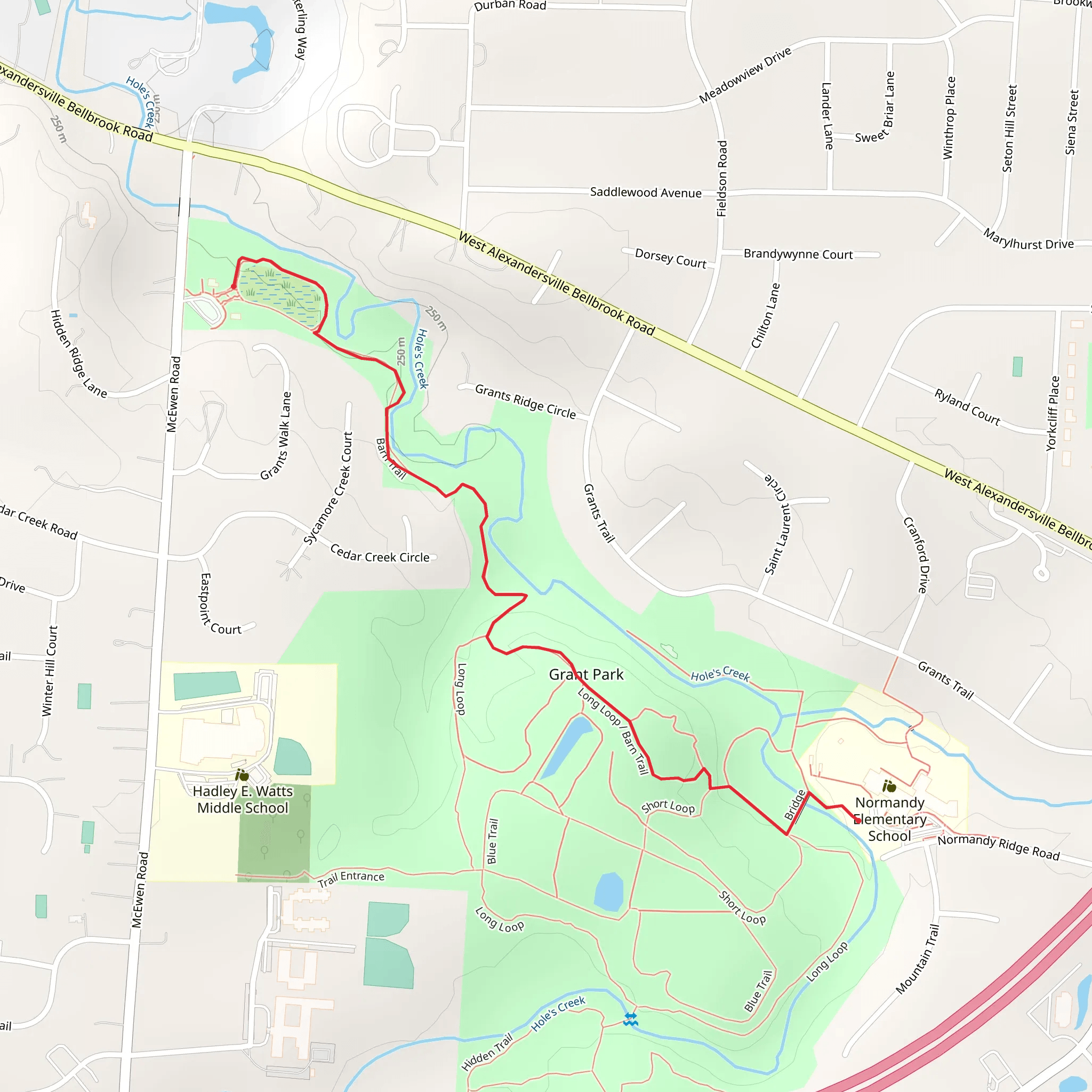 Hole's Creek - Barn Trail mobile static map