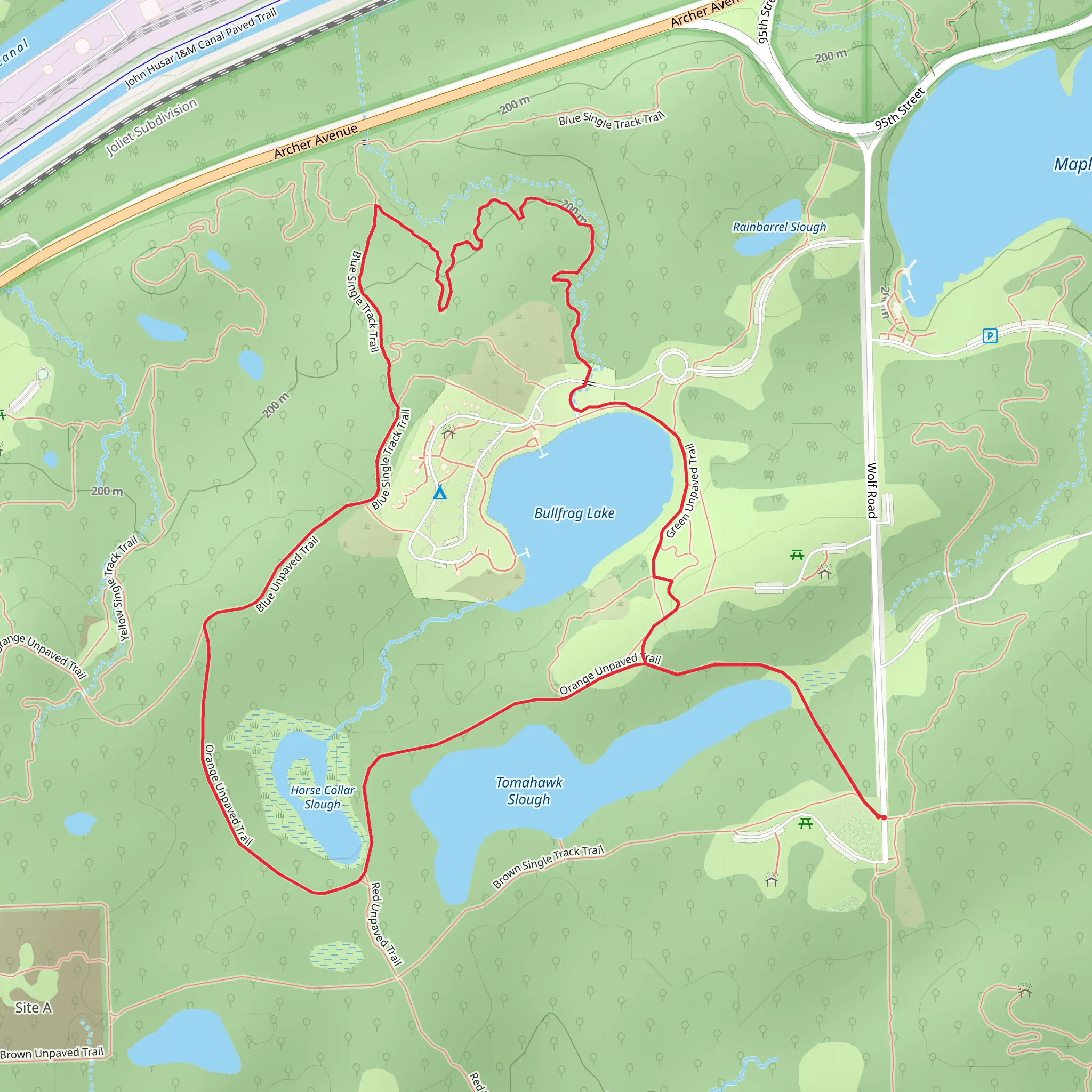 Horse Collar Slough and Bullfrog Lake Loop mobile static map