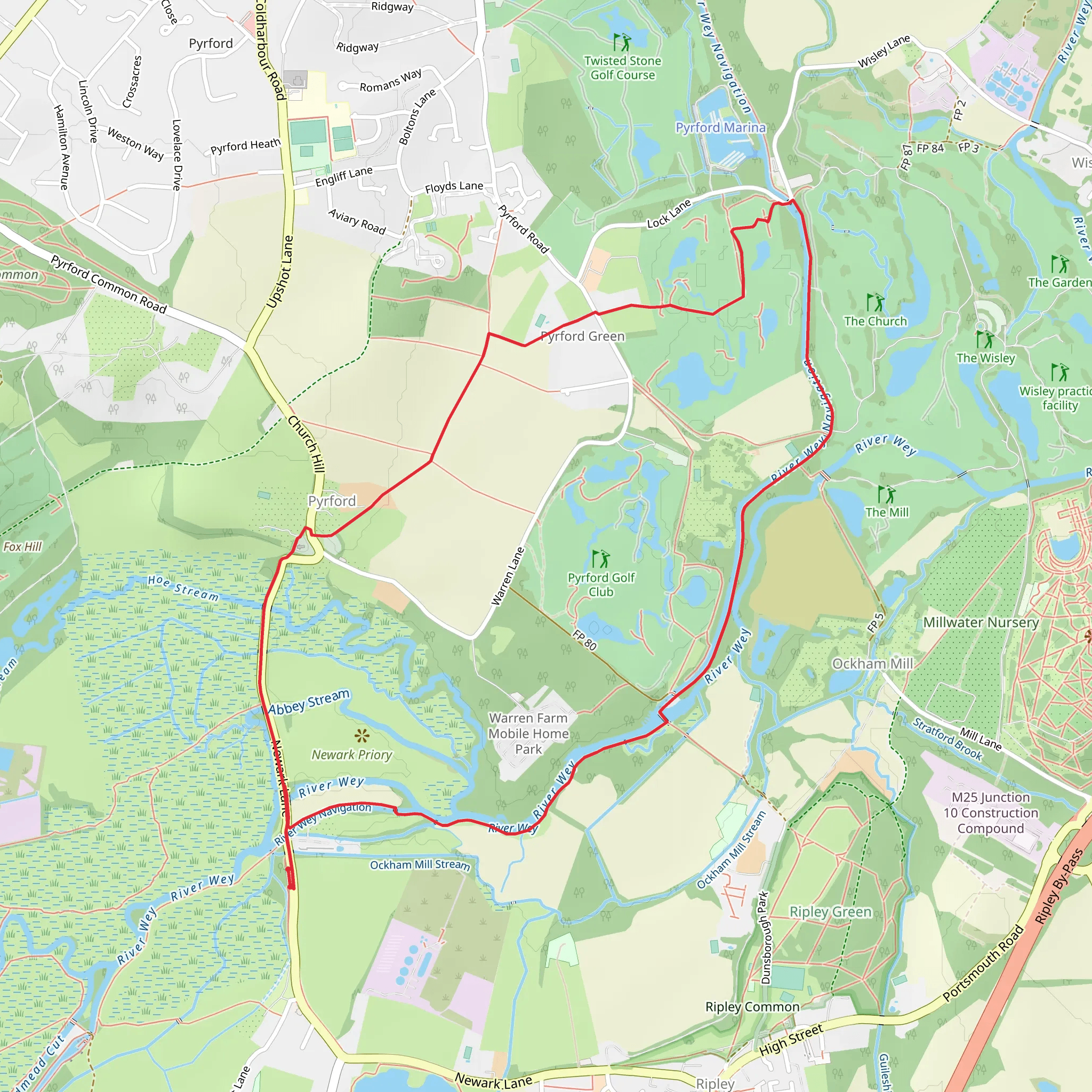 Pyrford and River Wey mobile static map