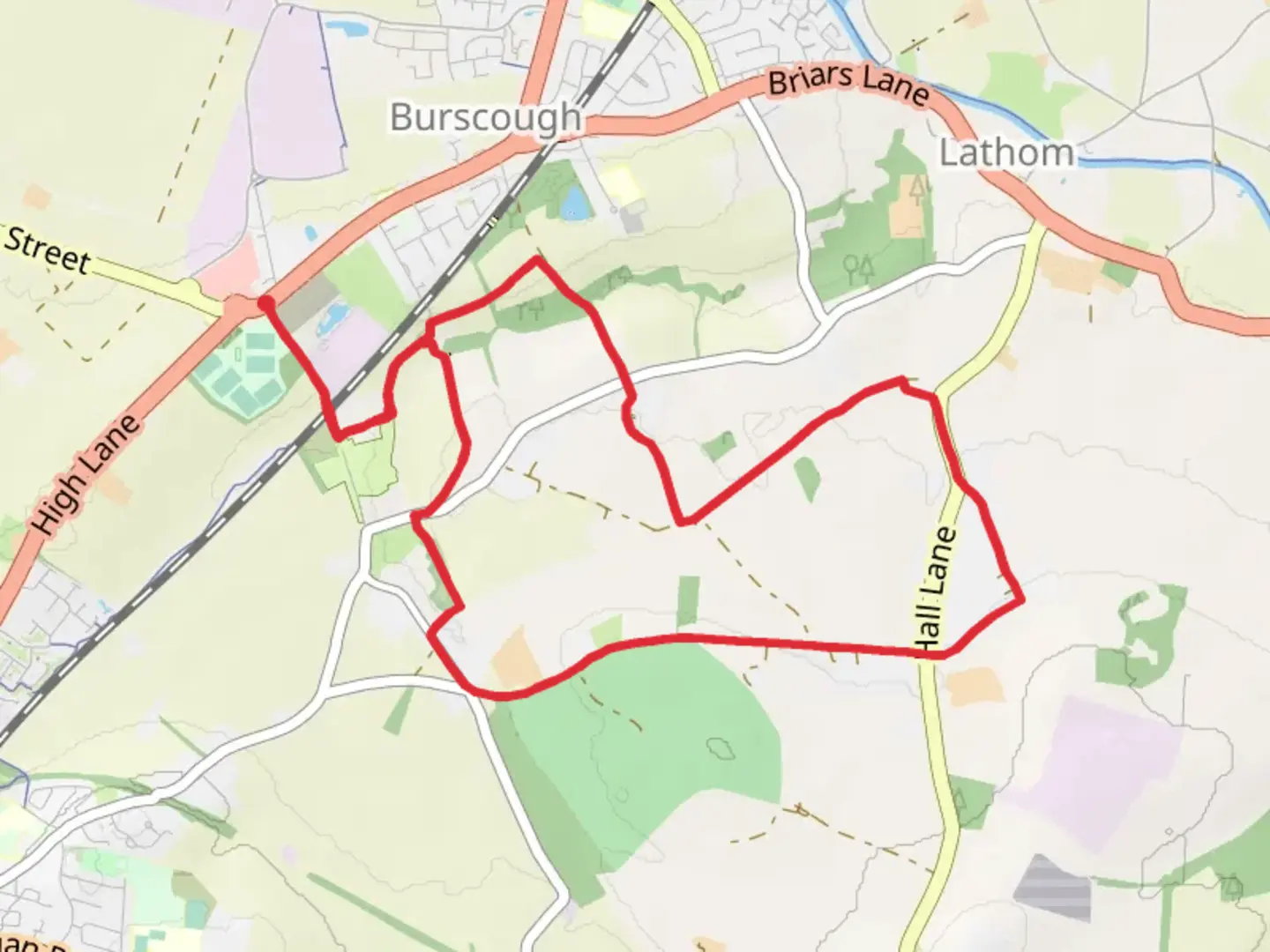 An image depicting the trail Lathom Loop and its surrounding area.