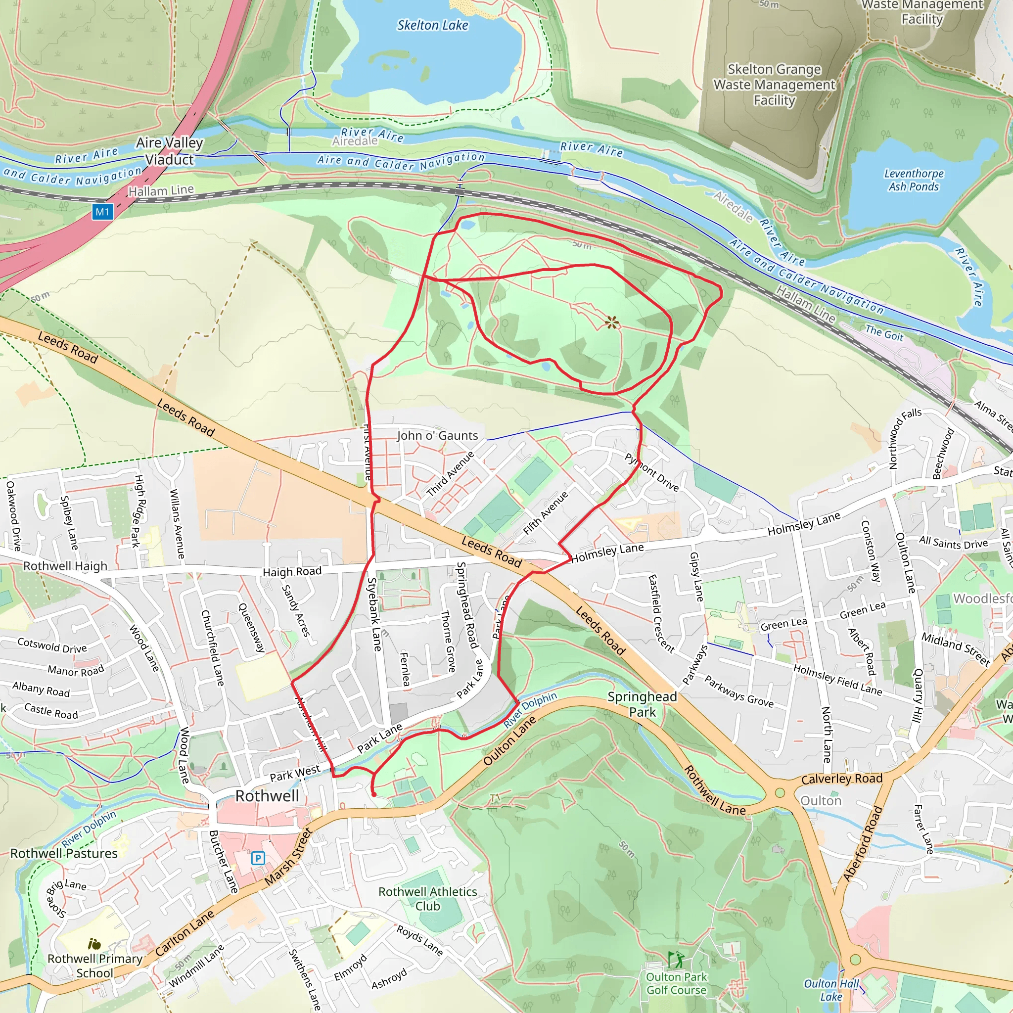 Rothwell Country Park via Pond Trail mobile static map