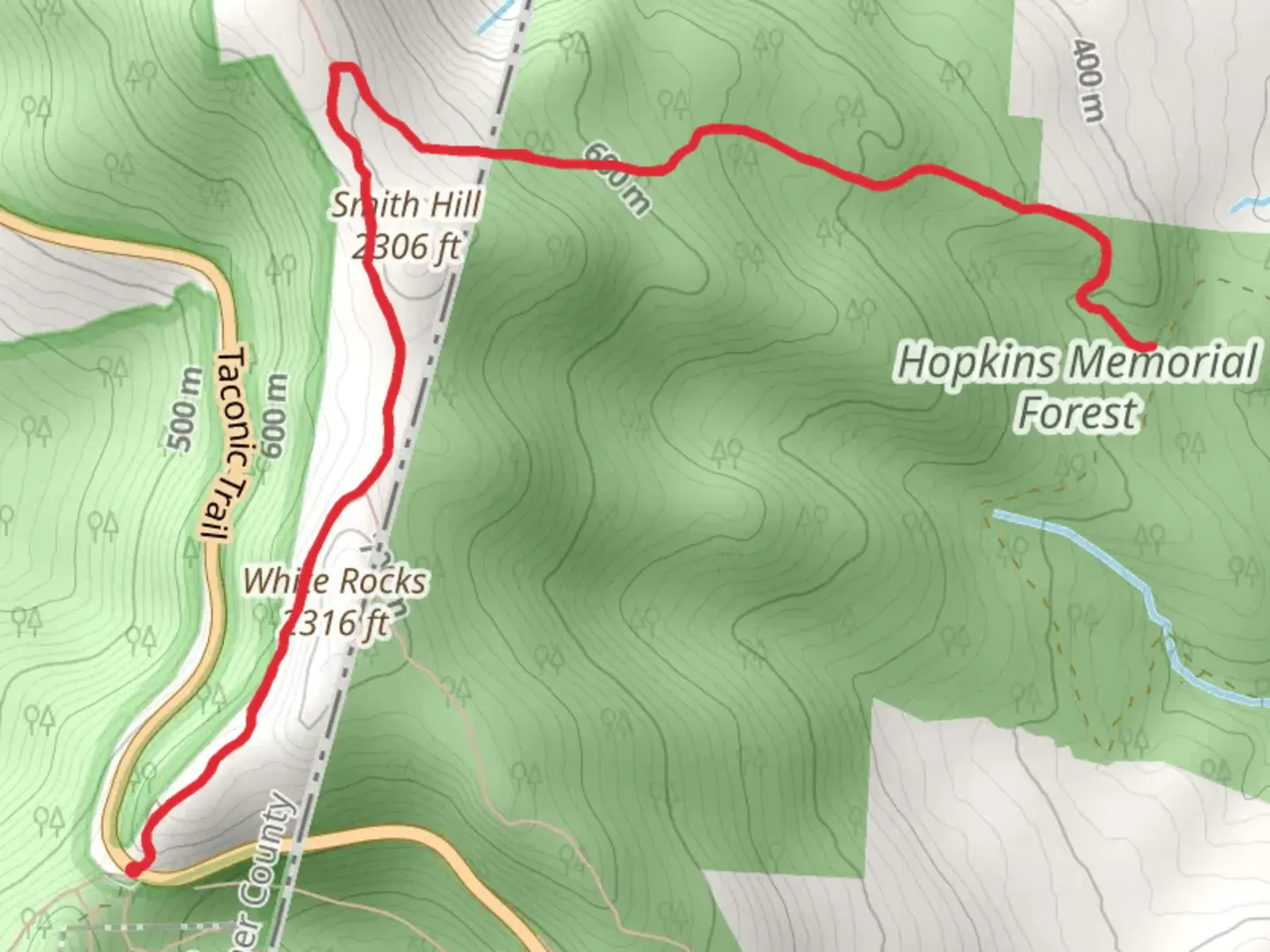 An image depicting the trail White Rocks and Smith Hill via Taconic Crest Trail and its surrounding area.