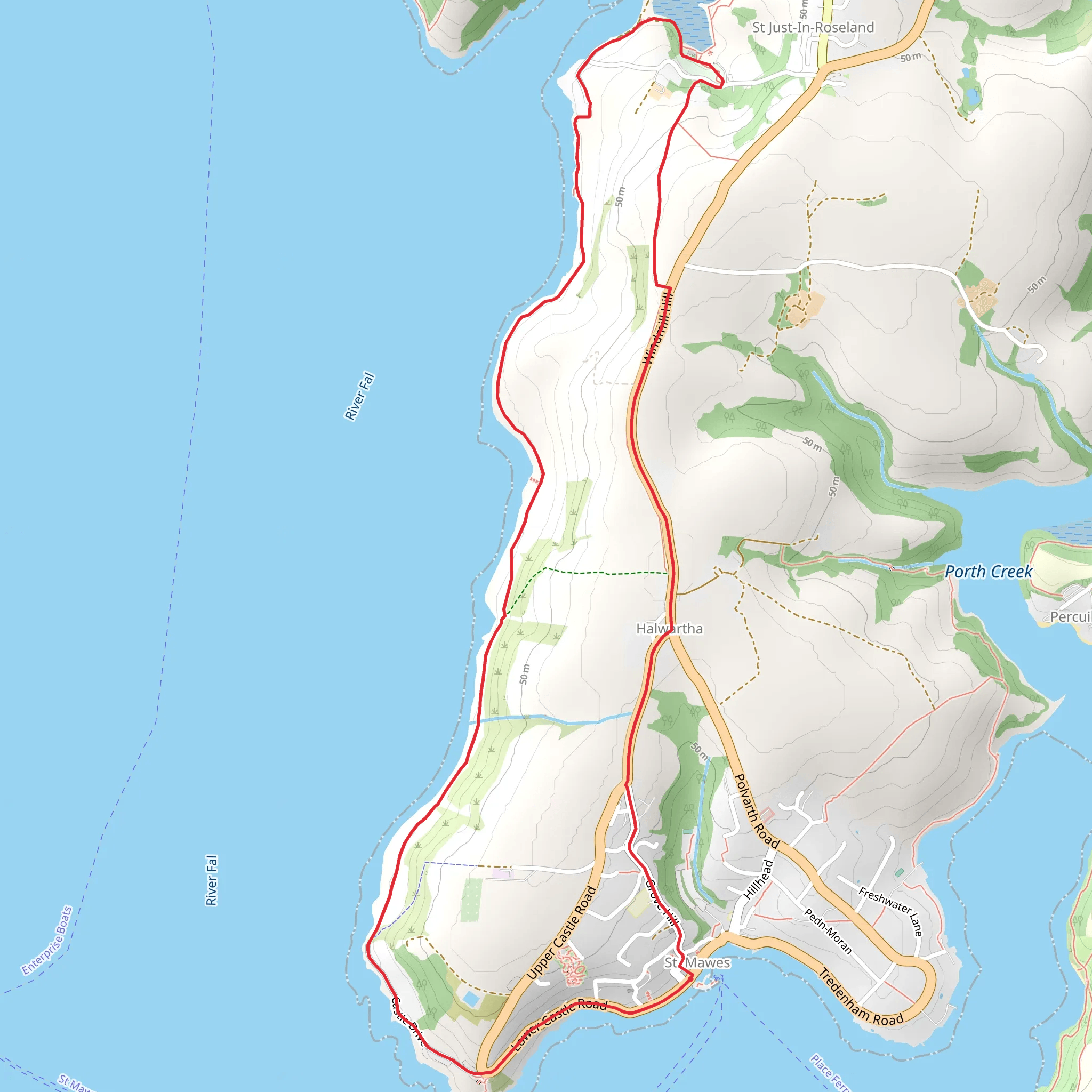 St Mawes and St Just in Roseland Walk mobile static map