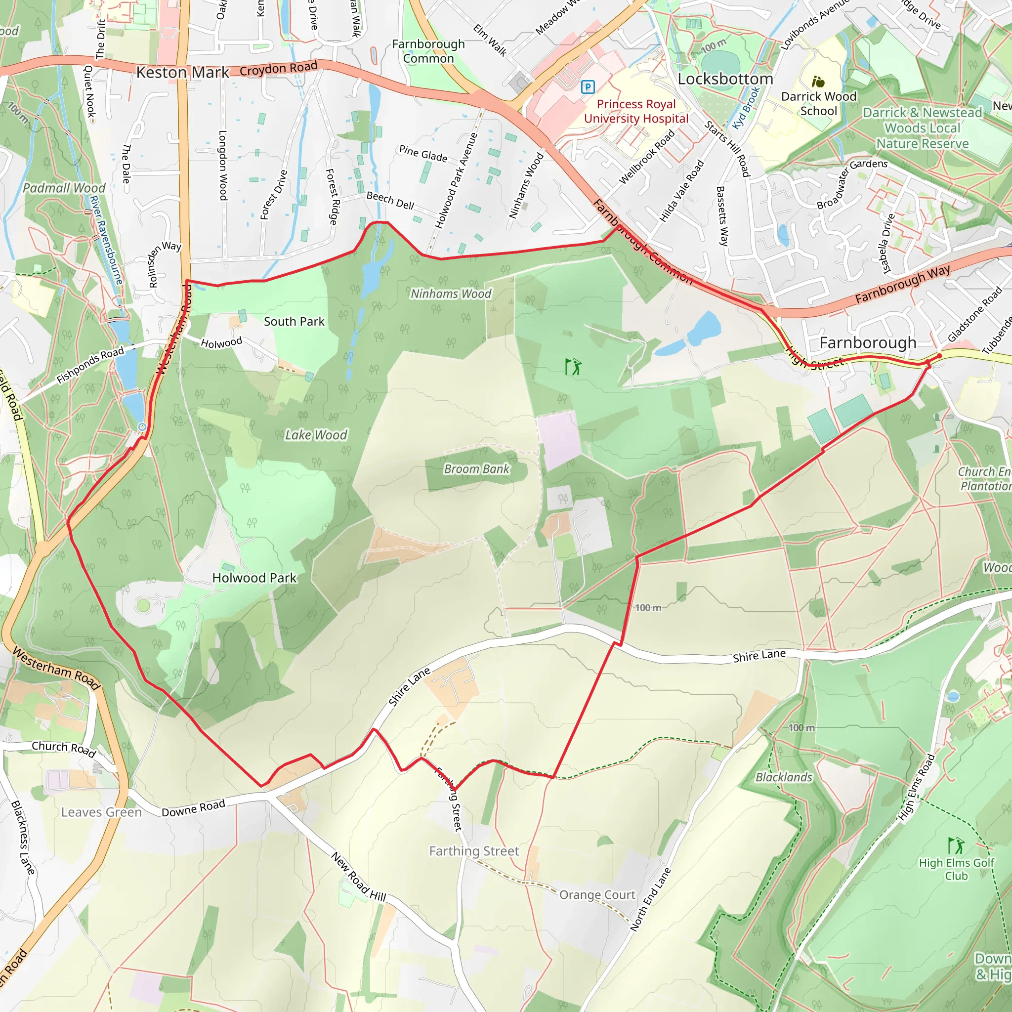 Farnborough Circular Walk mobile static map