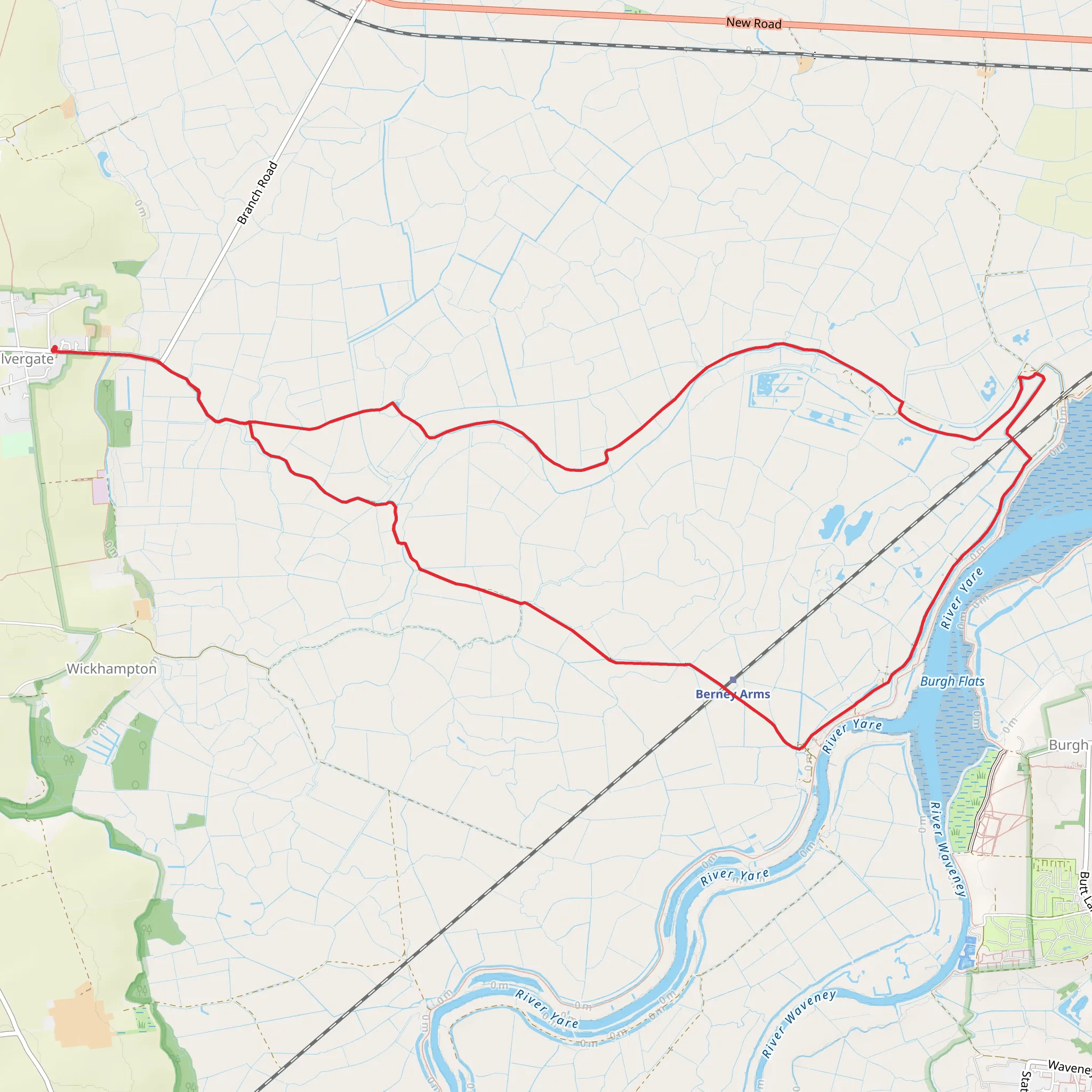 Breydon Water and Berney Marshes Loop mobile static map