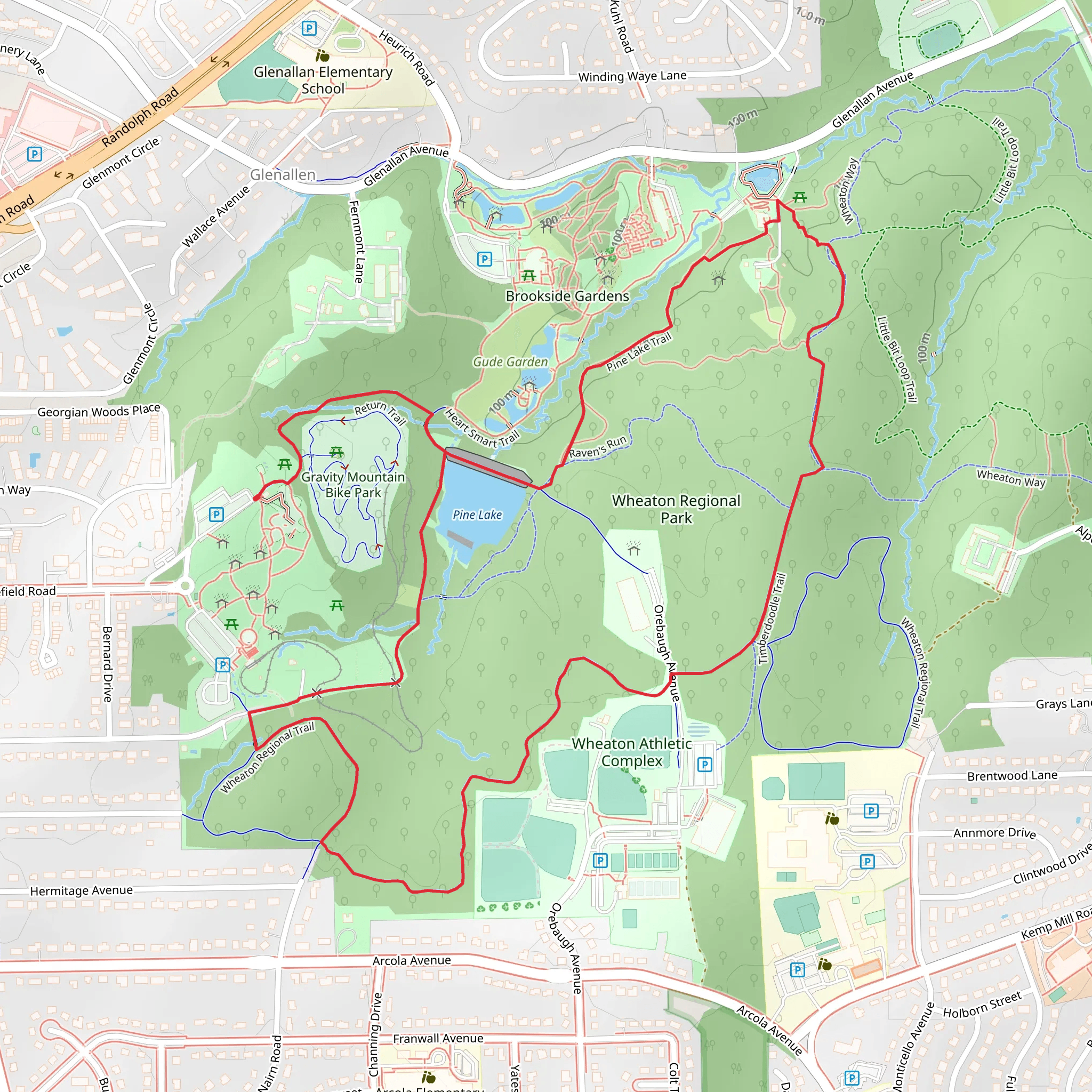 Pine Lake trail and Arcola Trail mobile static map