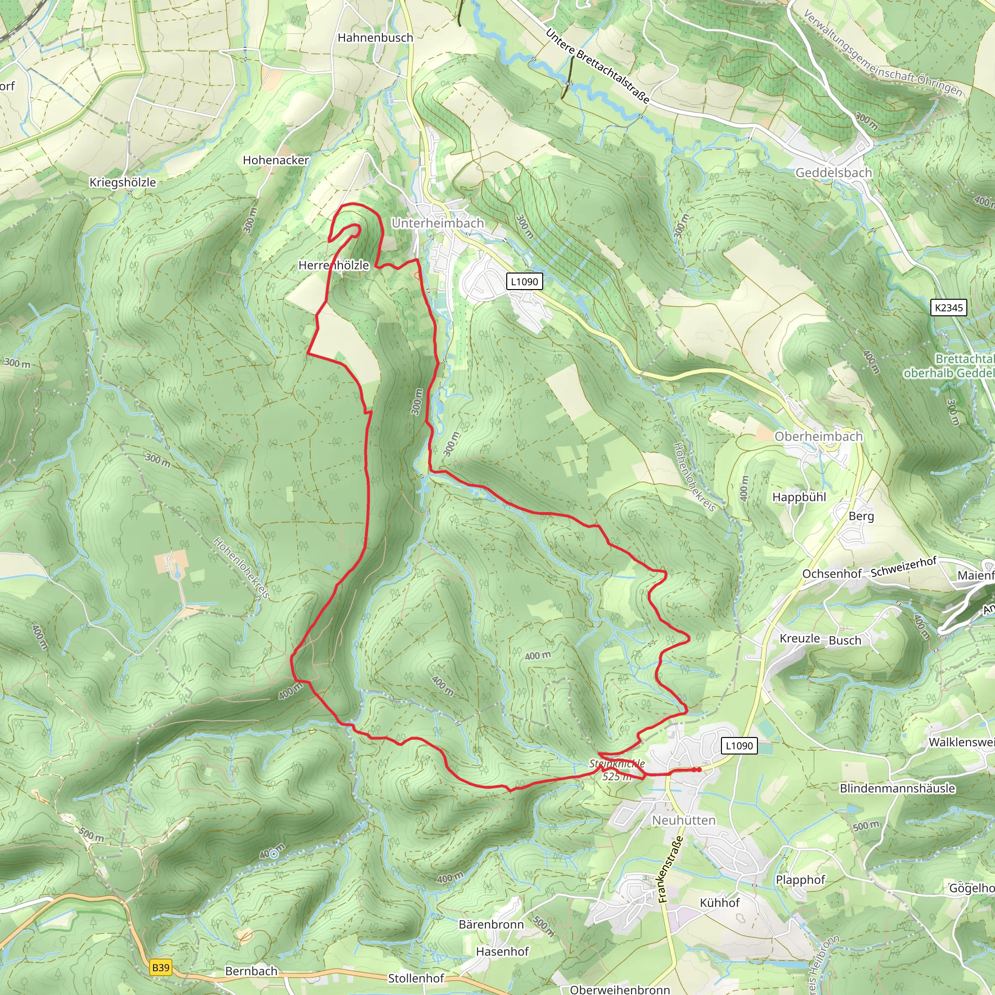Neuhutten to Heimberg Loop mobile static map
