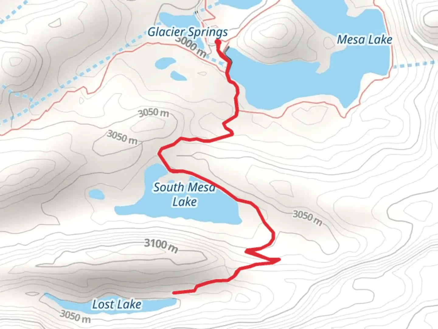 An image depicting the trail Lost Lake Trail via Glacier Springs and its surrounding area.