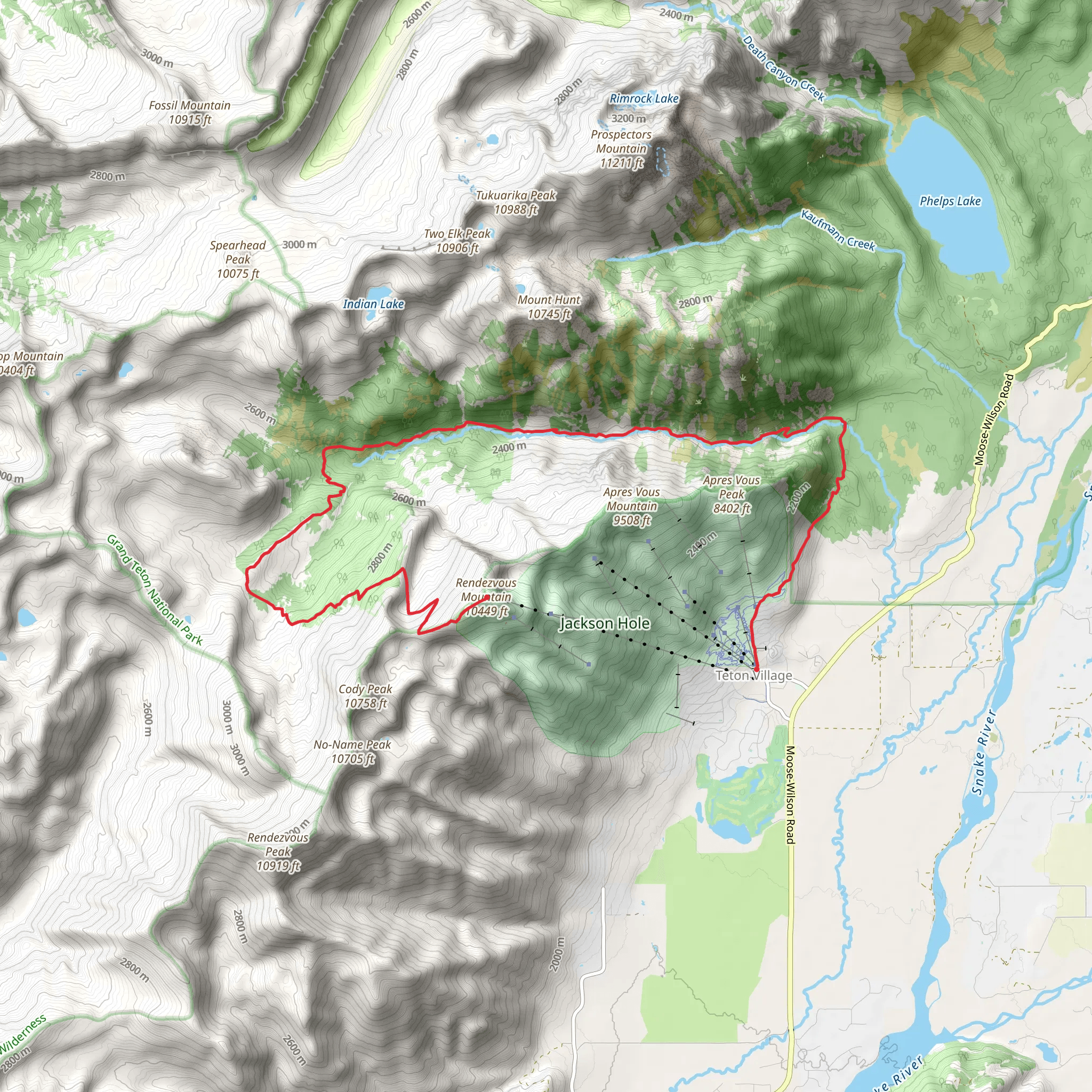 Granite Canyon Trail and Rendezvous Mountain mobile static map