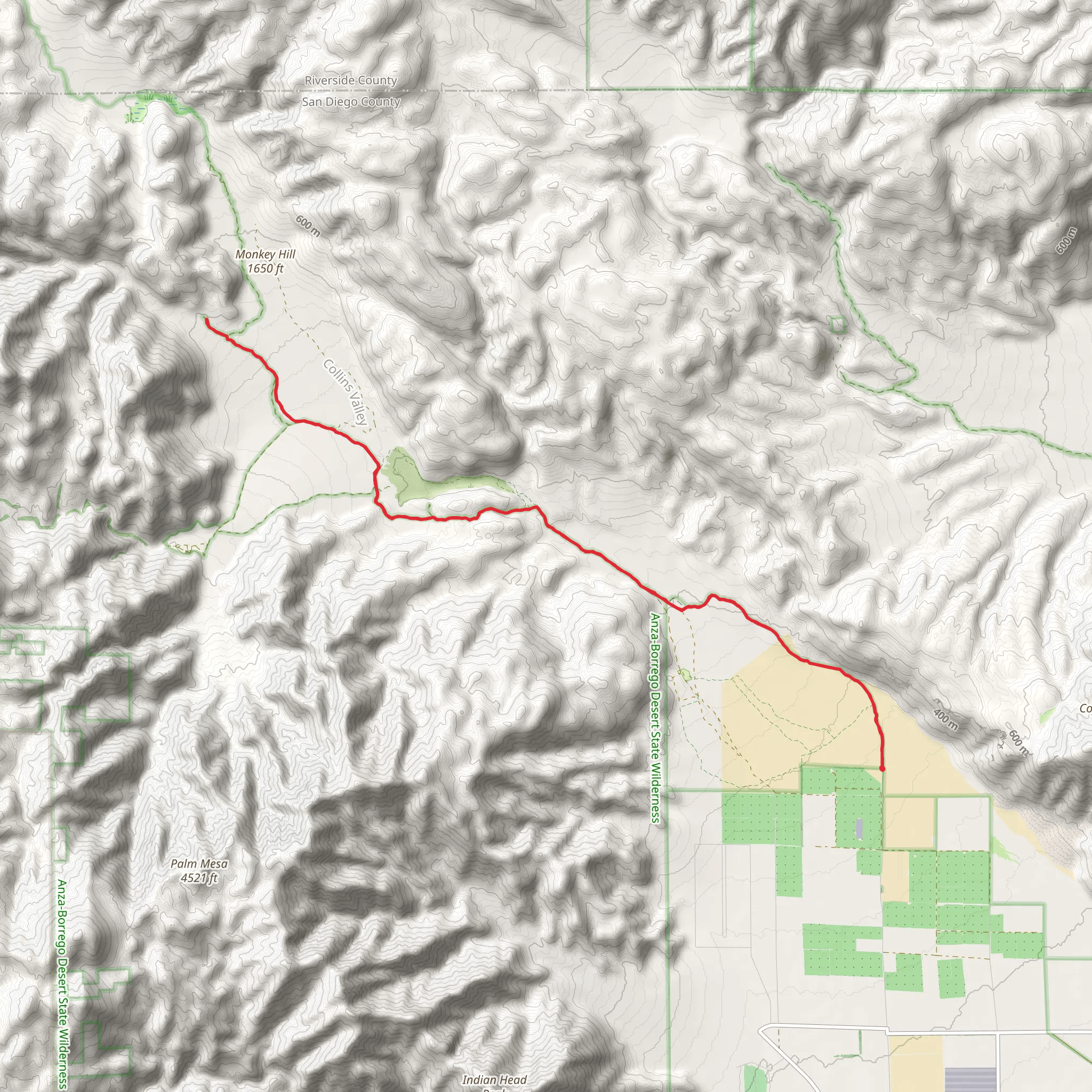 Coyote Canyon and Collins Valley Road mobile static map