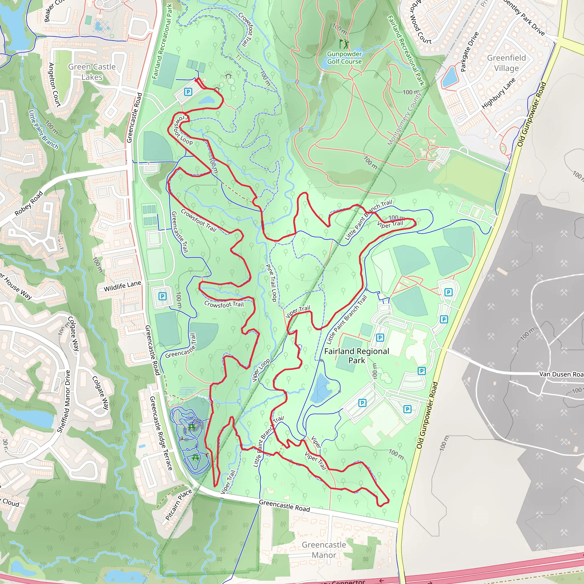 Crowsfoot and Viper Loop Trail mobile static map