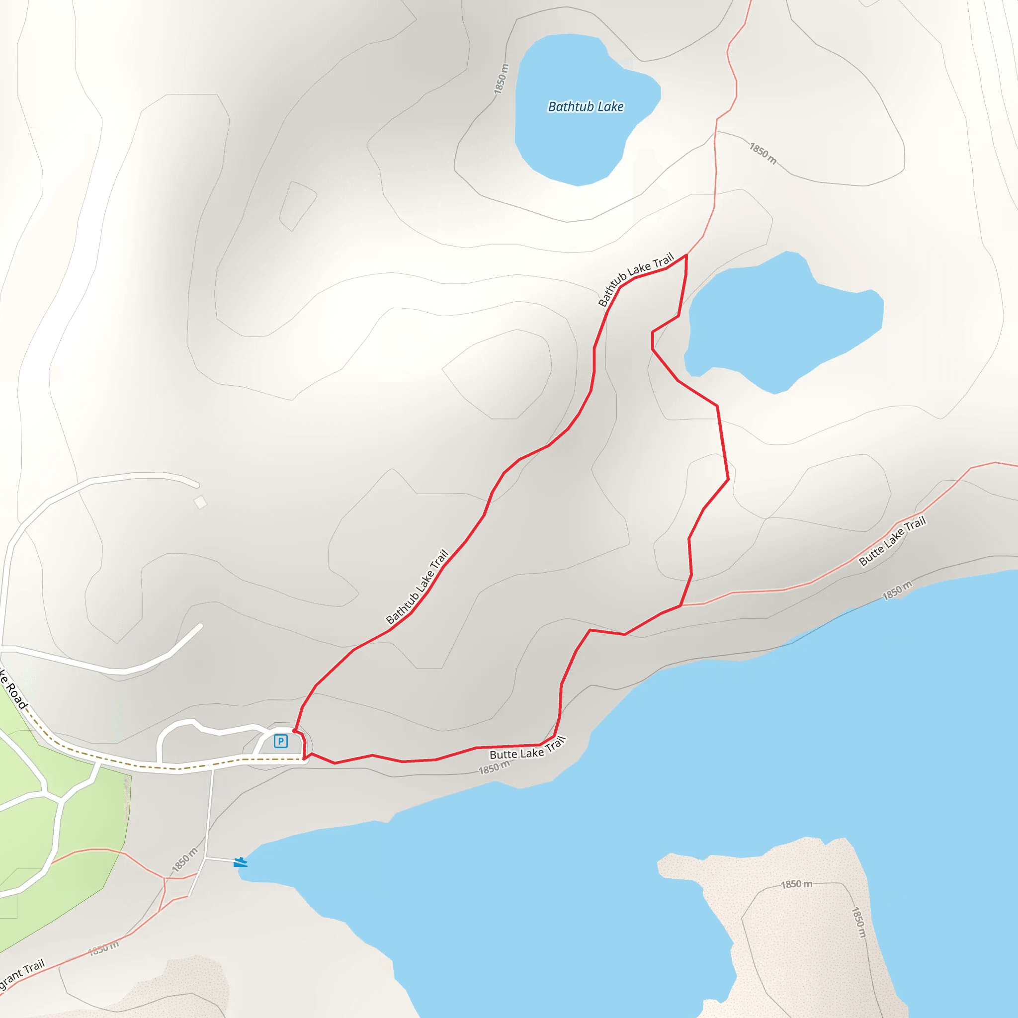 Bathtub and Butte Lake Loop Trail mobile static map